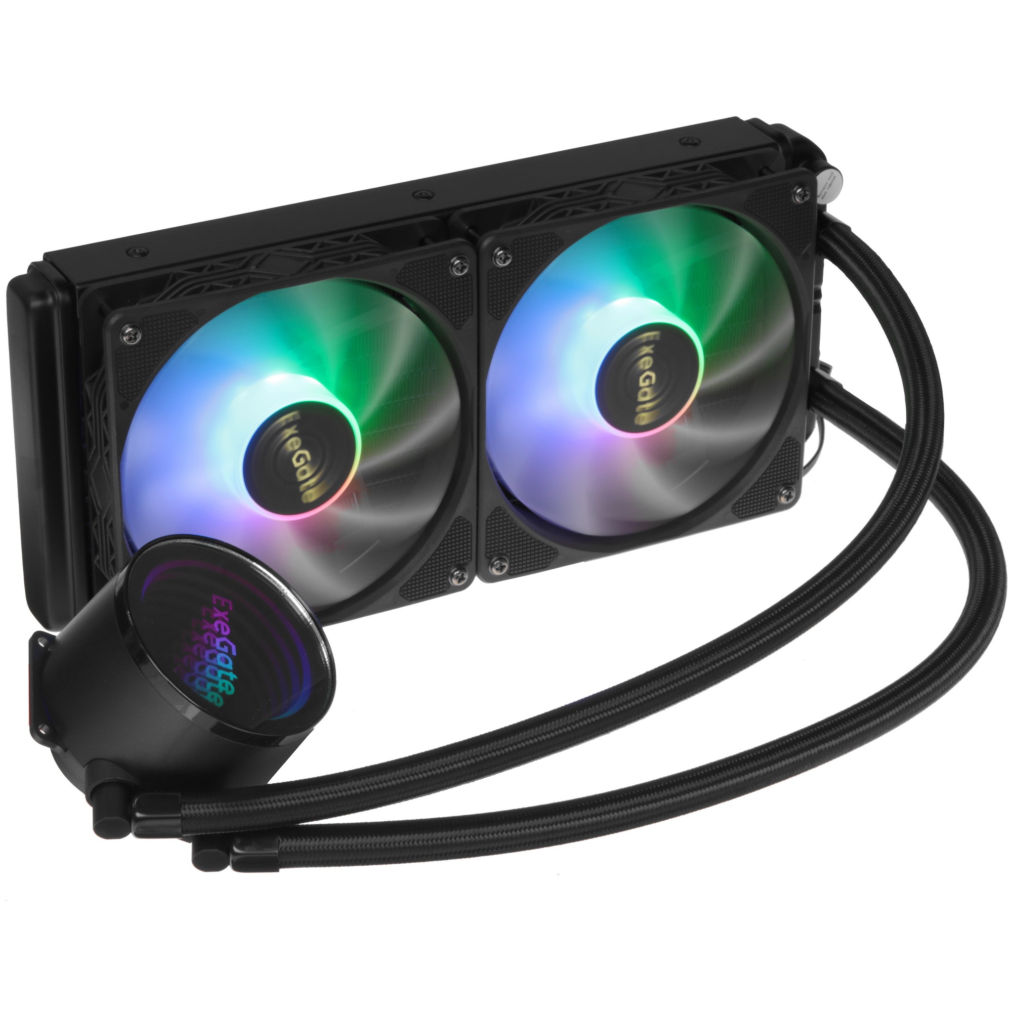 Комплект водяного охлаждения ExeGate BlackWater-240V2.PWM.RGB EX293457RUS черный 120мм алюминий+медь