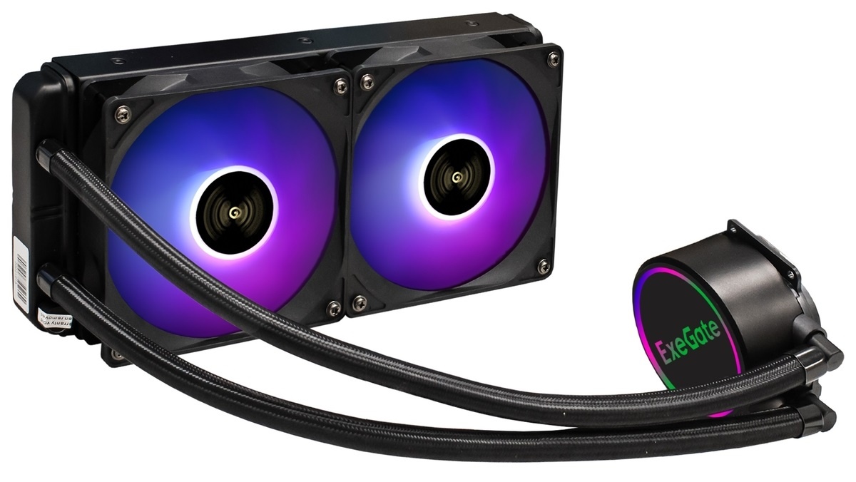Комплект водяного охлаждения ExeGate BlackWater-240V2.PWM.RGB EX293457RUS черный 120мм алюминий+медь