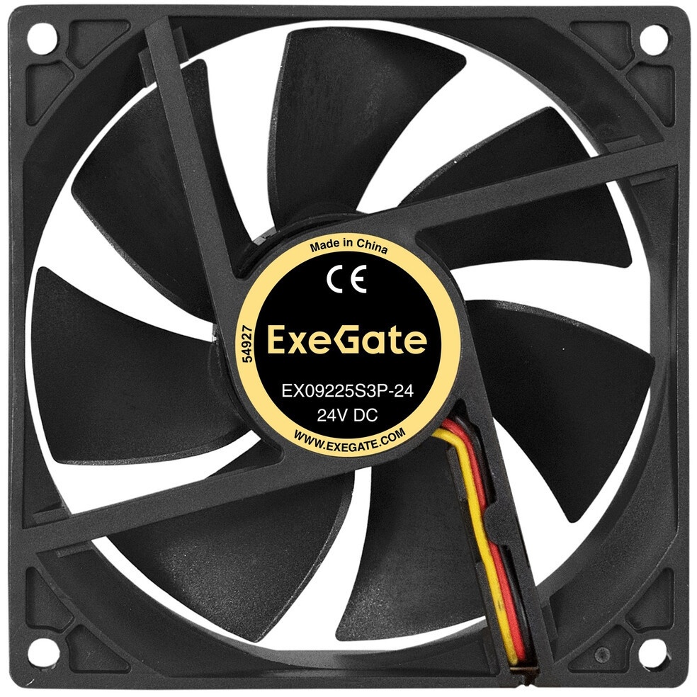Вентилятор для корпуса ExeGate EX09225S3P черный, 92 мм, 2100 об/мин, 25 дБ, 3 pin