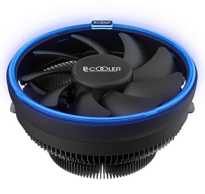 Кулер для процессора PCCooler E126M B (92W, 4-pin PWM, 70mm, Al/Cu, -mm, Blue LED, 1x120mm, 56CFM, 2