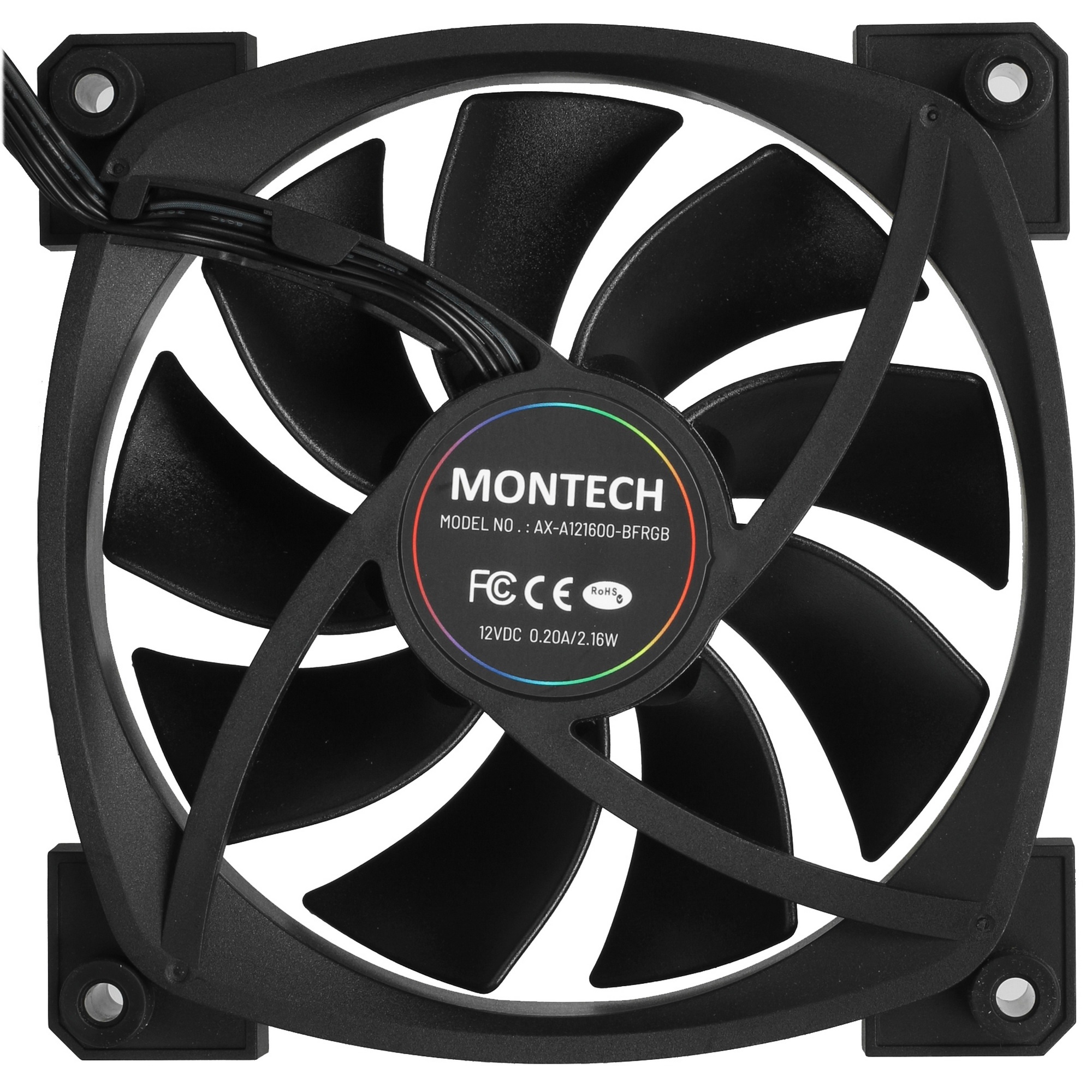 Вентилятор для корпуса Montech AX120 ARGB 120х120x25 черный 4-pin 27дБ (AX120 PWM BLACK) Ret