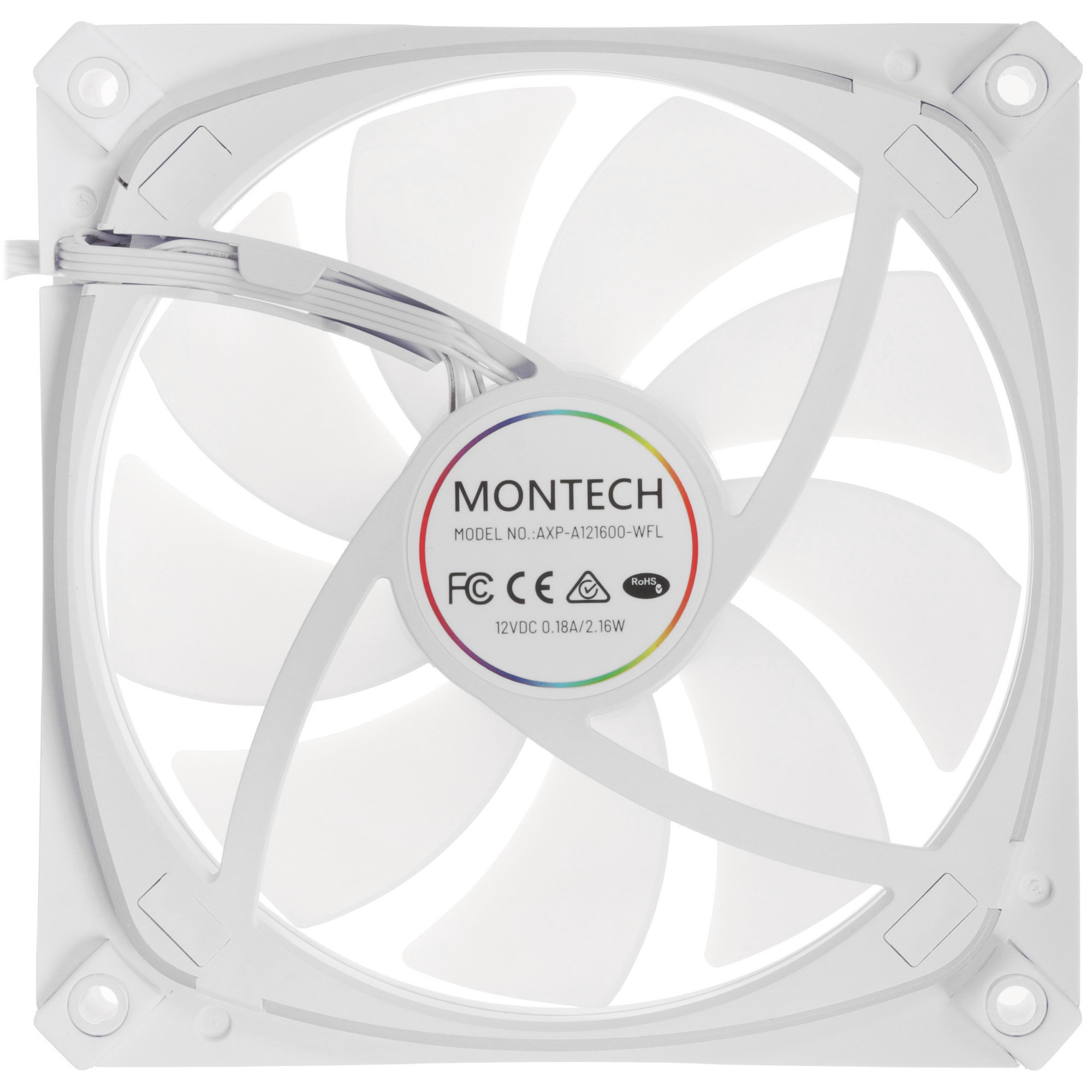 Вентилятор для корпуса MONTECH AX120 PWM белый, 120 мм, 1600 об/мин, 27 дБ, 4 pin