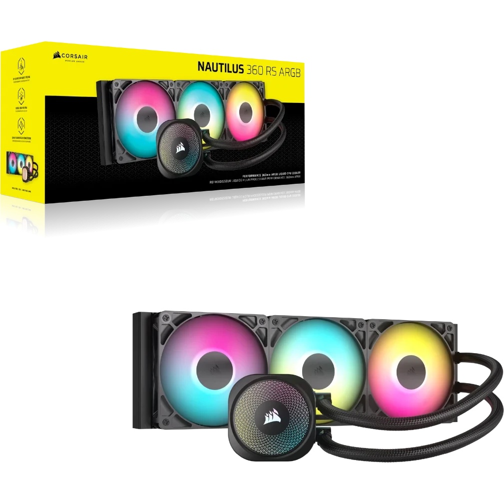 Система жидкостного охлаждения Corsair NAUTILUS 360 ARGB (360mm, Black, ARGB/ Fans: 3x120mm, 72.8CFM