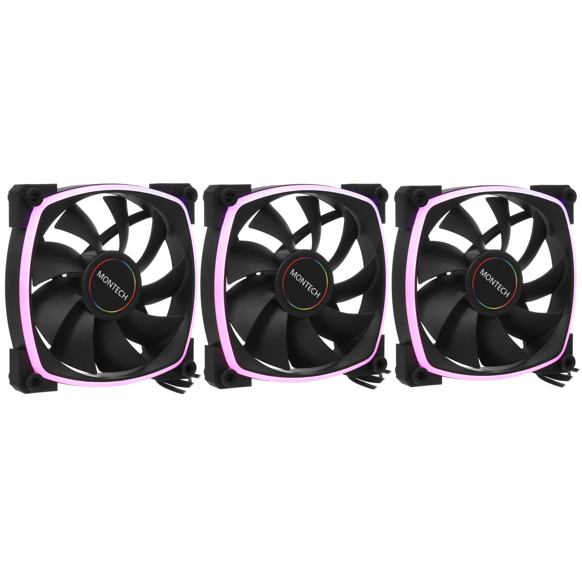 Вентилятор для корпуса Montech AX120 ARGB 120х120x25 черный 4-pin 27дБ (упак.:3шт) (AX120 PWM BLACK