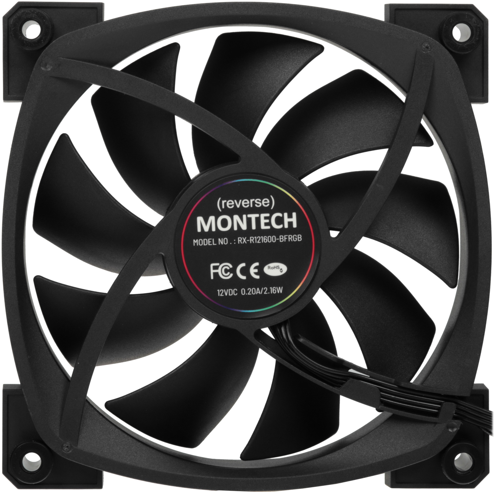 Вентилятор для корпуса Montech RX120 Reverse ARGB 120х120x25 черный 4-pin 27дБ (RX120 PWM BLACK) Ret
