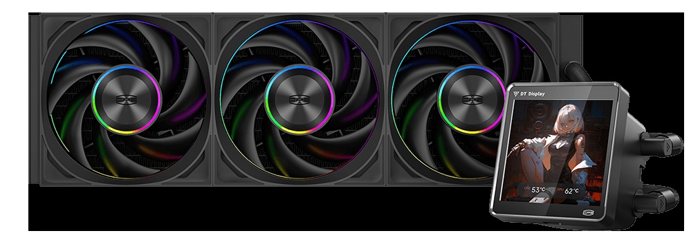 Система охлаждения PCCooler DT360 ARGB Display BK  (300W, 360mm, LED temp., черный, ARGB/ Fans: 3x12