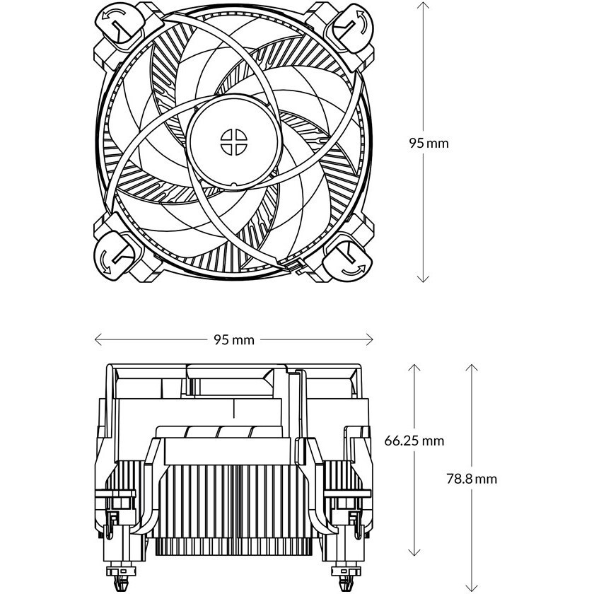 Кулер ZALMAN CNPS4X BLACK, 92mm FAN, 3 HEAT PIPES, 4-PIN PWM, 800-2000 RPM, 29DBA, HYDRO BEARING, LG