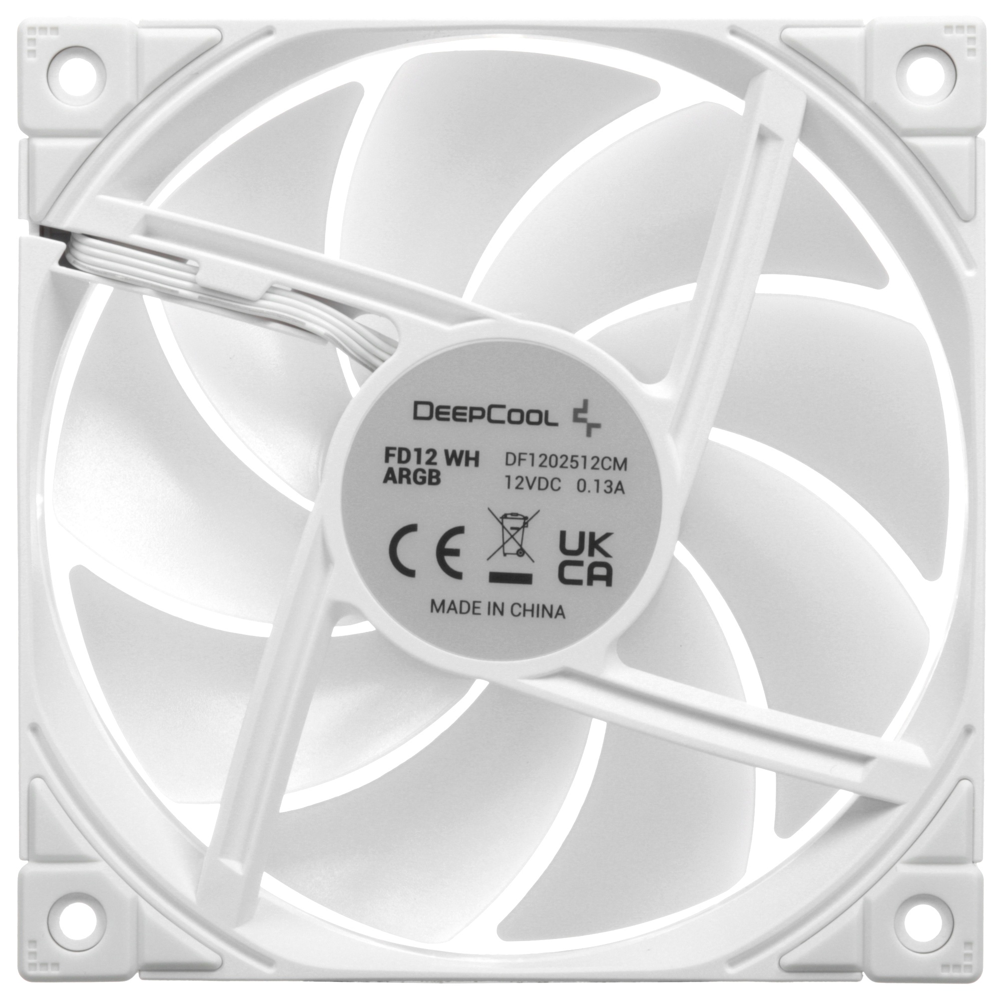 Вентилятор для корпуса DEEPCOOL FD12 белый, 120 мм, 2050 об/мин, 27.6 дБ, 4 pin