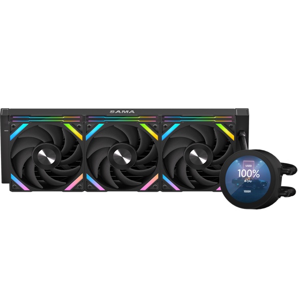 Водяное охлаждение для процессора Water Cooling System SAMA Q70 Black (360mm, LED temp., Black, ARGB