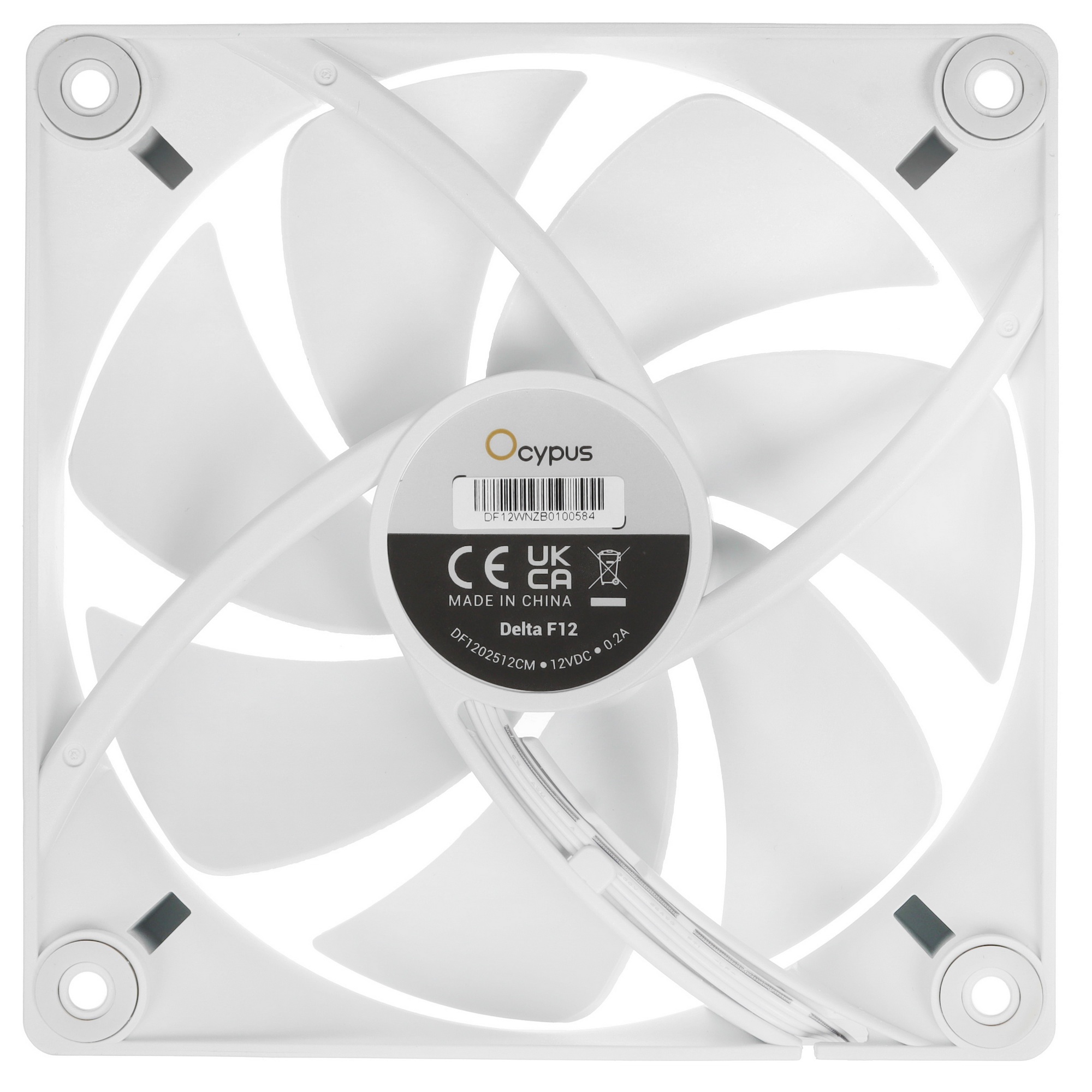 Вентилятор для корпуса Ocypus Delta F12 WH 3 IN 1, 120x120x25mm, 4-PIN PWM, 500-2000 RPM, 29 DBA MAX