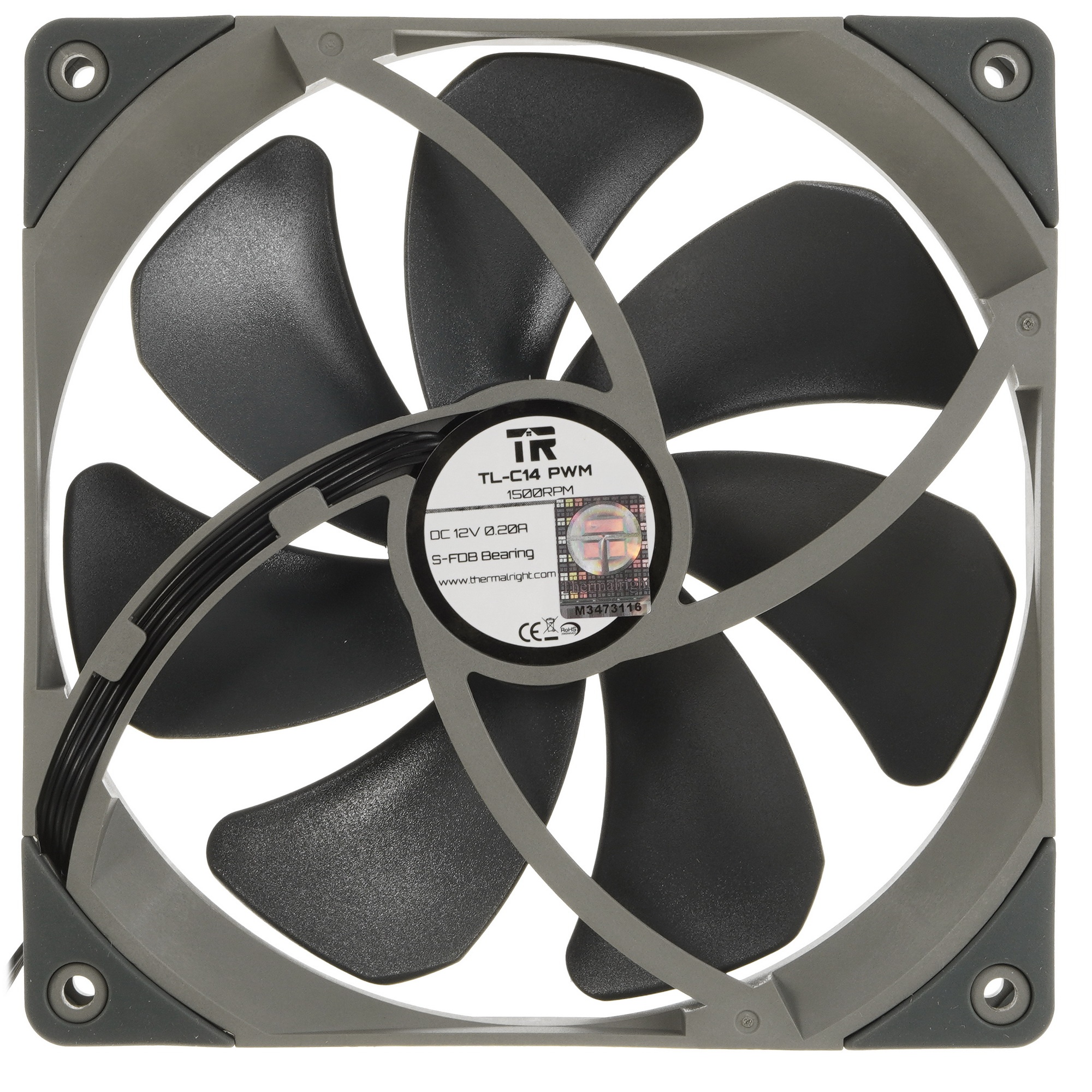 Вентилятор для корпуса Thermalright TL-C14 черный, 140 мм, 1500 об/мин, 26.6 дБ, 4 pin