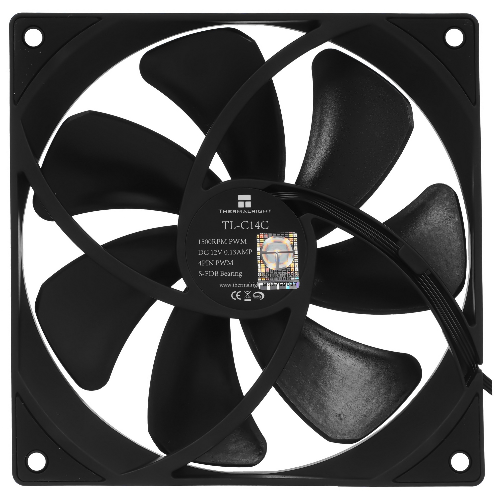 Кулер для корпуса Thermalright TL-C14C черный (140x140x25mm, 4-pin PWM, 75.8CFM, 26.4dBA, 1500RPM)