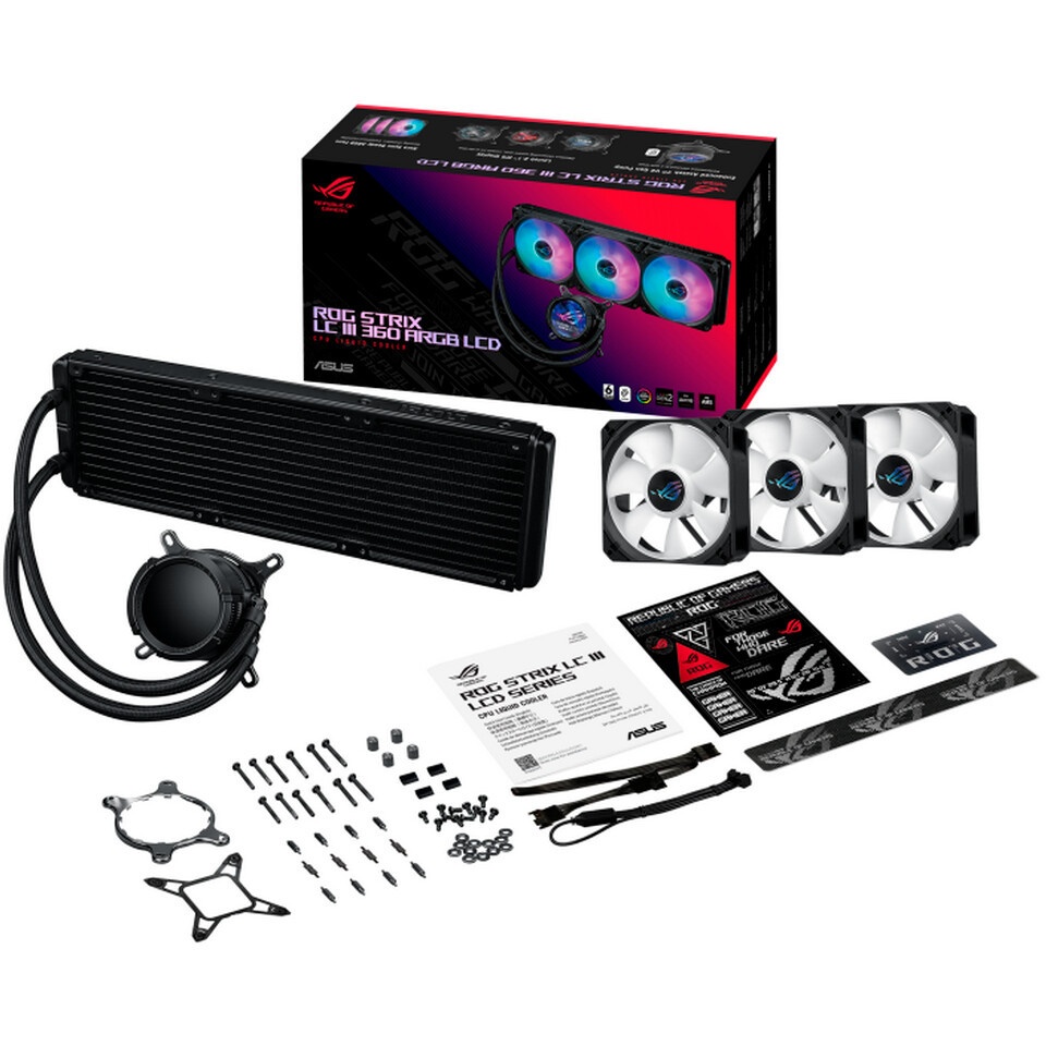 Жидкостная система охлаждения ASUS ROG STRIX LC II 360 ARGB 90RC00F1-M0UAY4 черный 120мм алюминий+ме