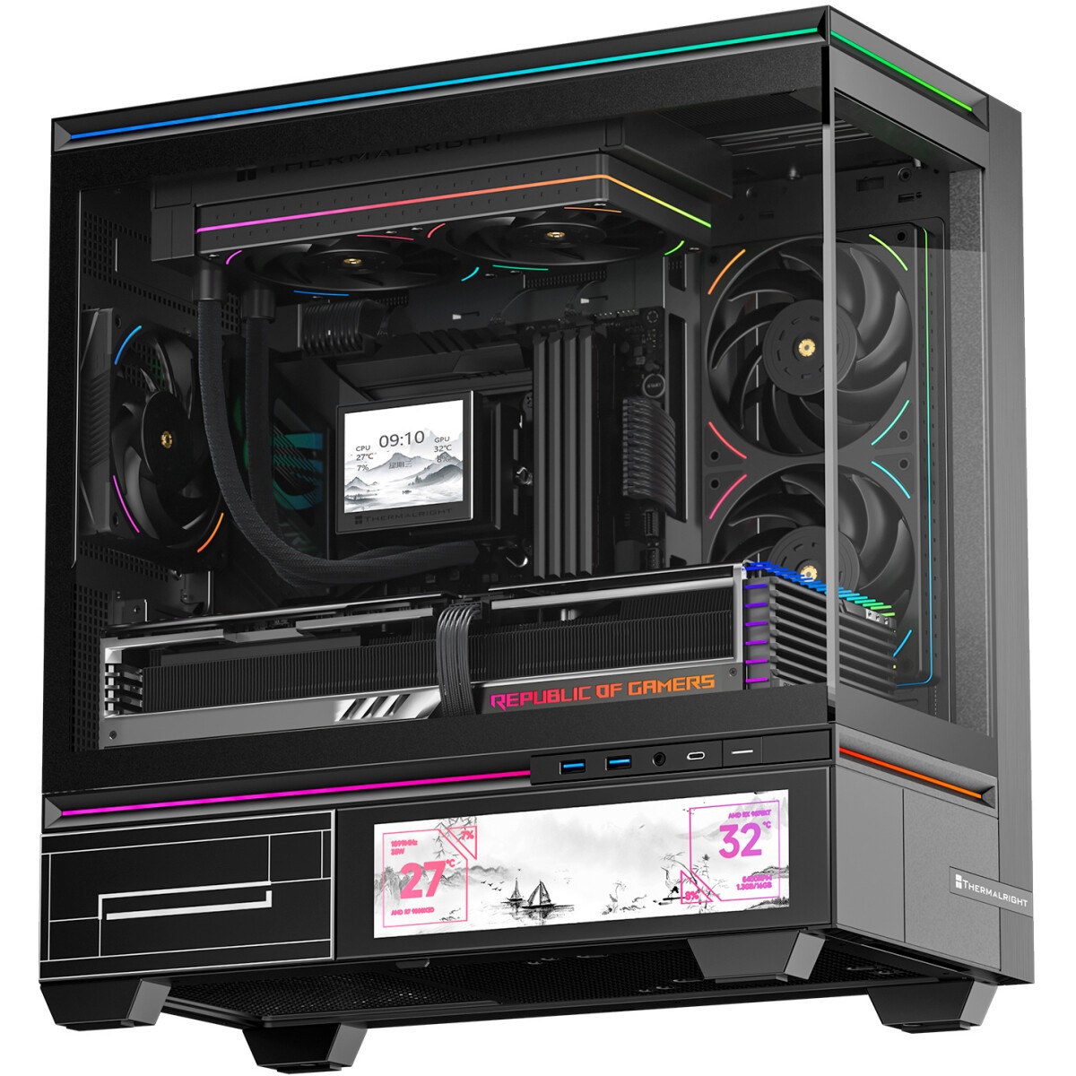 Кулер для корпуса ПК/ Case Cooler NZXT F240 RGB Core (120x120x25mm, 4-pin PWM, RGB, 75.12CFM, 30dBA,