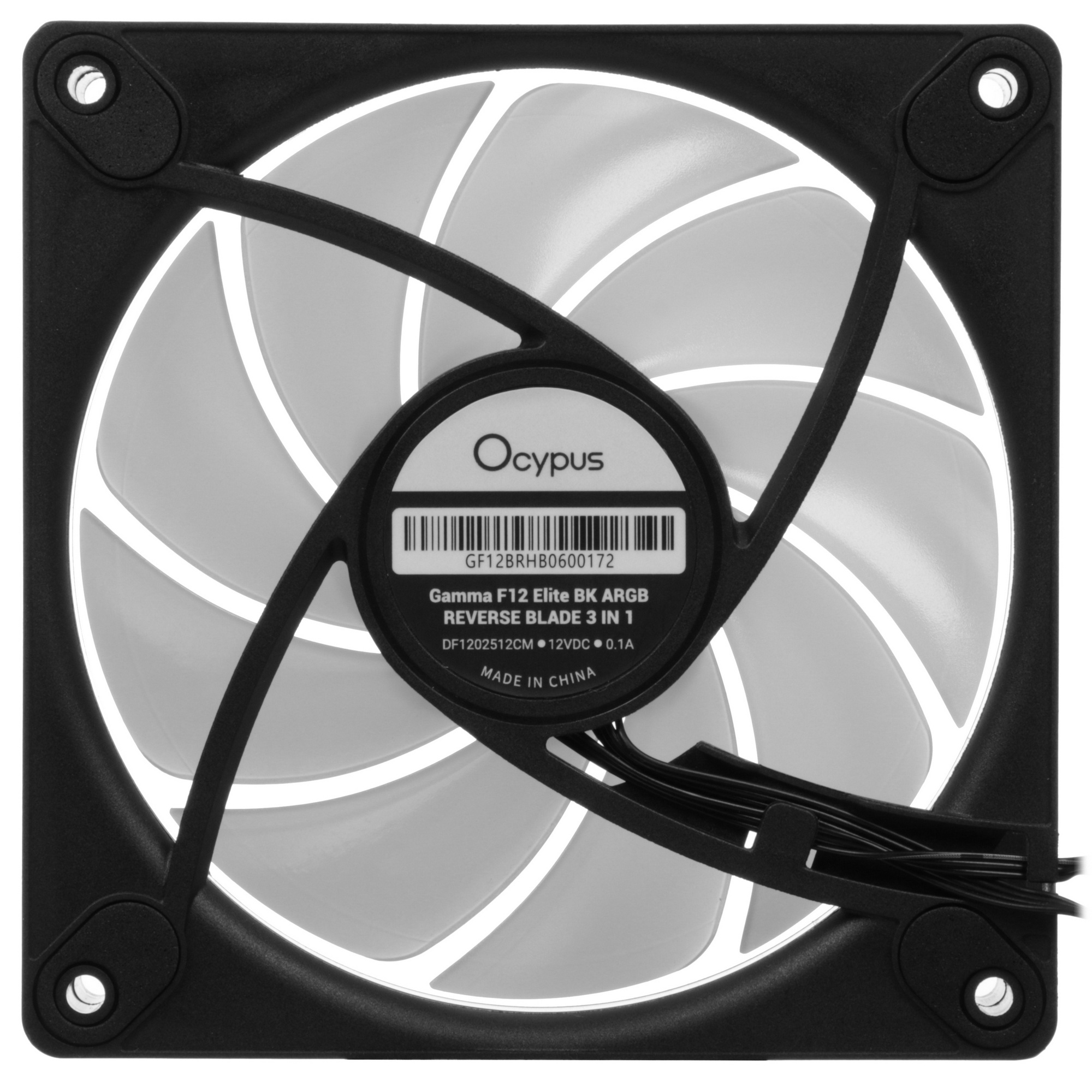Вентилятор для корпуса Ocypus Gamma F12 Elite BK ARGB REVERSE BLADE 3 IN 1, 120x120x25mm, 4-PIN PWM,