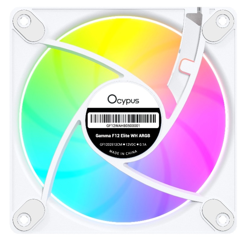 Вентилятор для корпуса Ocypus Gamma F12 Elite WH ARGB REVERSE BLADE 3 IN 1, 120x120x25mm, 4-PIN PWM,