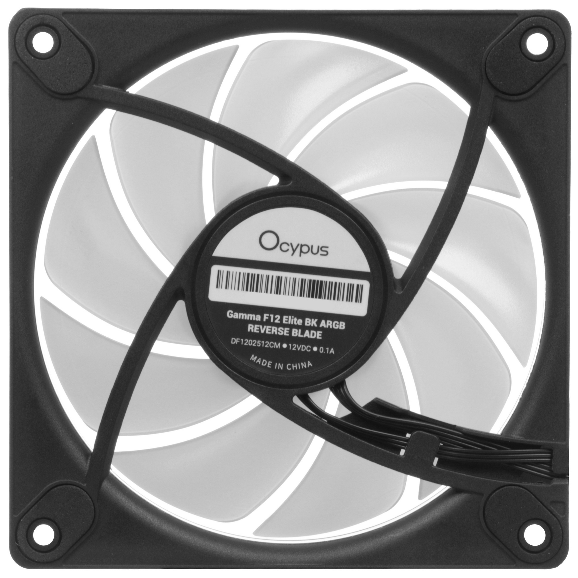 Вентилятор для корпуса Ocypus Gamma F12 Elite BK ARGB REVERSE BLADE, 120x120x25mm, 4-PIN PWM, 600-18
