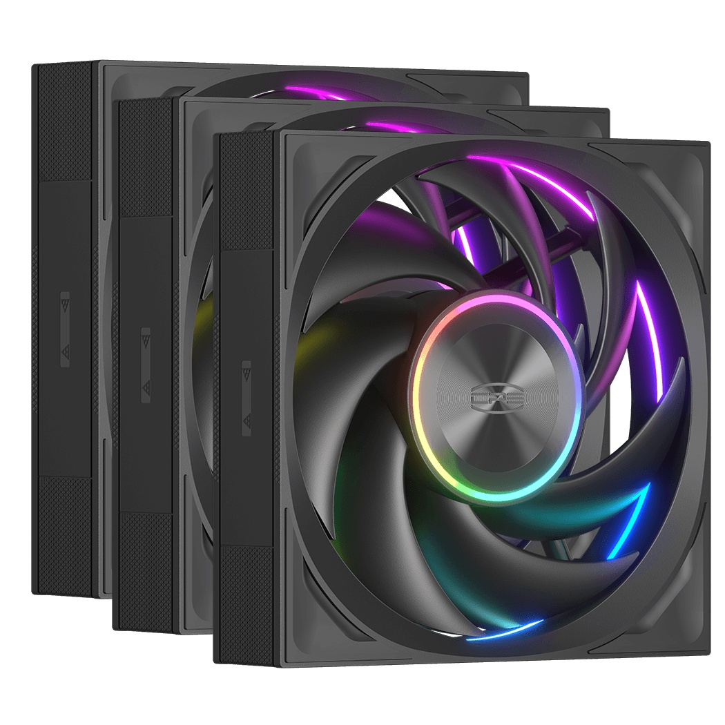 Кулер для корпуса PCCooler F7 X120 ARGB BK 3IN1 (120x120x28mm, 4-pin PWM, ARGB, 83CFM, 33.1dBA, 3000