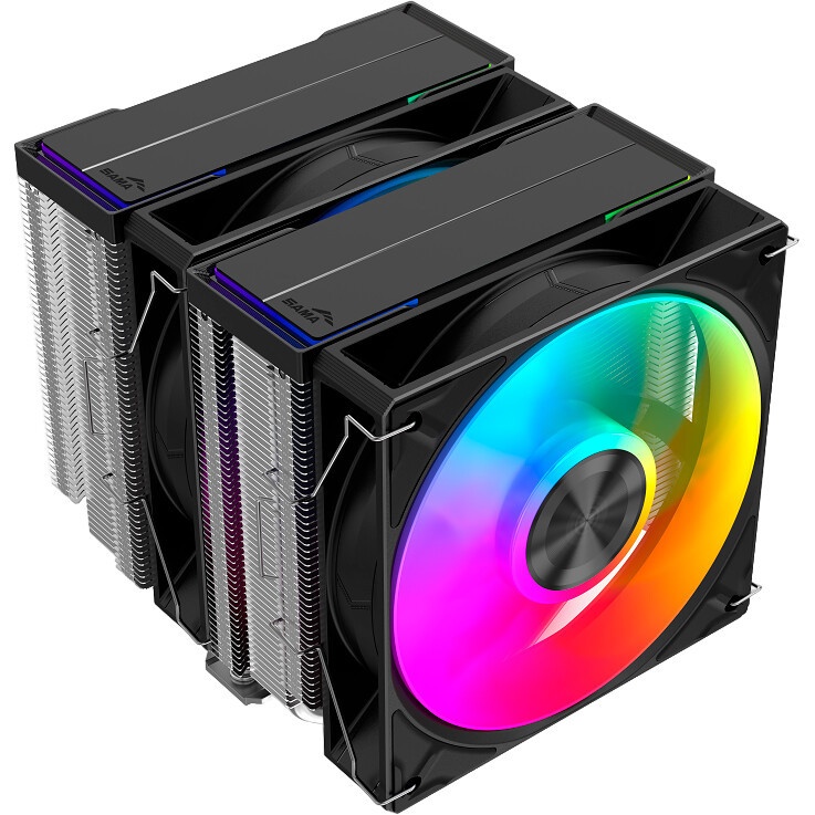 Кулер для процессора/ CPU Cooler SAMA A60L (265W, 4-pin PWM, 156.5mm, 6x6mm, ARGB, 2x120mm, 78CFM, 2