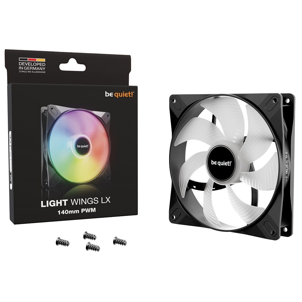 Кулер для корпуса/ Case Cooler be quiet! LIGHT WINGS LX 140mm PWM (140x140x25mm, 4-pin PWM, ARGB, 56