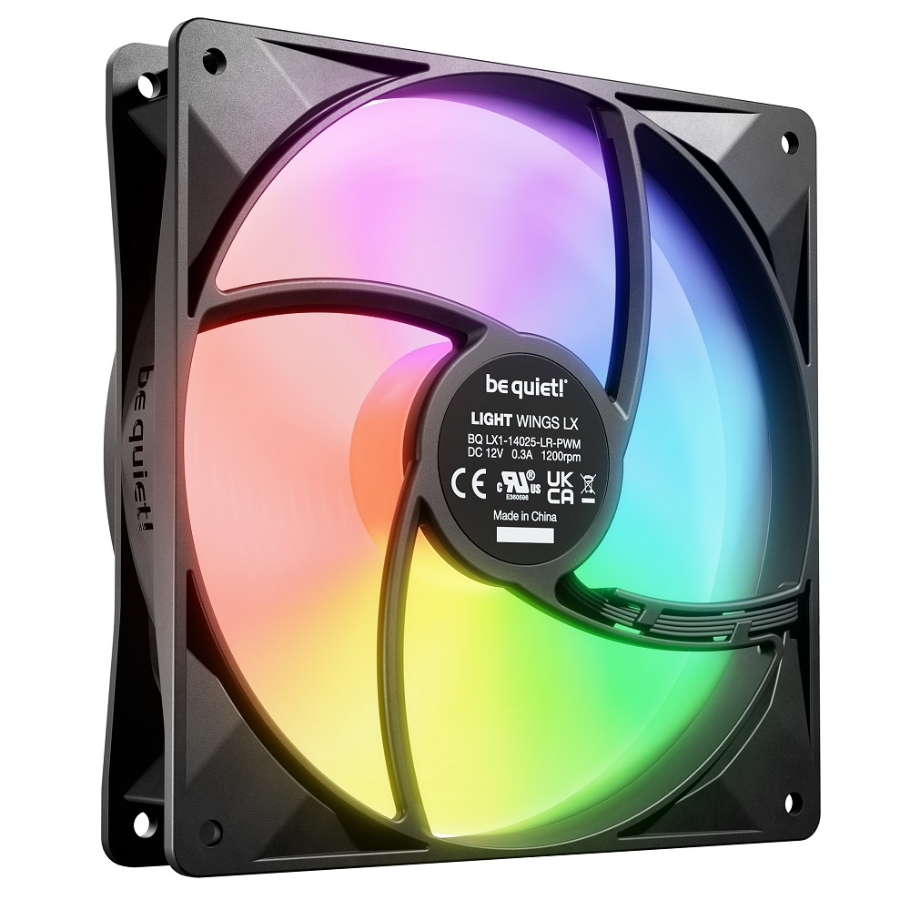 Кулер для корпуса/ Case Cooler be quiet! LIGHT WINGS LX 140mm PWM (140x140x25mm, 4-pin PWM, ARGB, 56