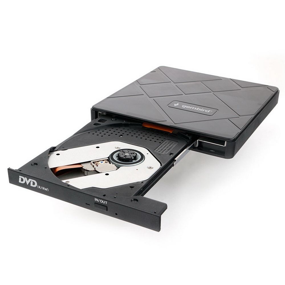 Оптический привод внешний со встроенным кардридером и хабом Gembird DVD-USB-04 пластик, черный