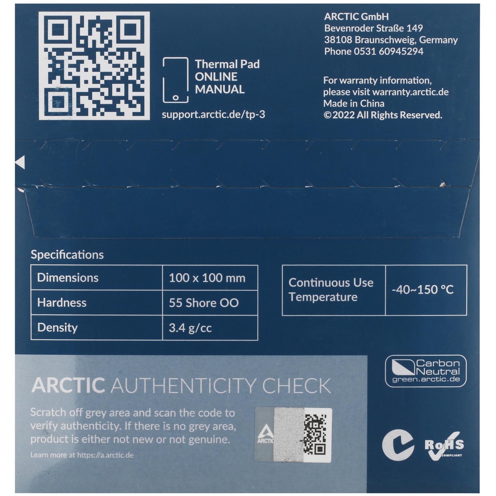 Термопрокладка Arctic Thermal pad 100x100mm, 1.5mm TP-3 ACTPD00054A