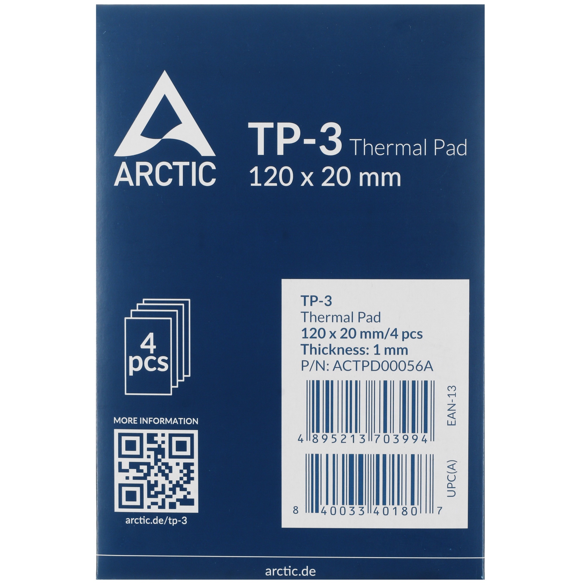 Термопрокладка Arctic Thermal pad  120x20mm, 1.0mm - 4 Pack TP-3 (ACTPD00056A)