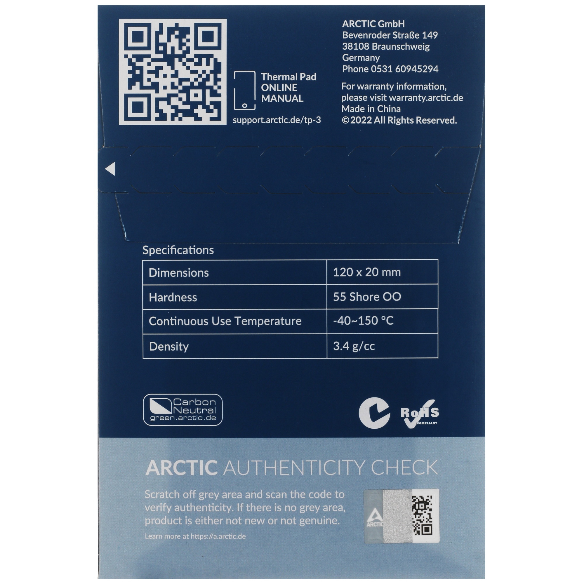 Термопрокладка Arctic Thermal pad  120x20mm, 1.0mm - 4 Pack TP-3 (ACTPD00056A)
