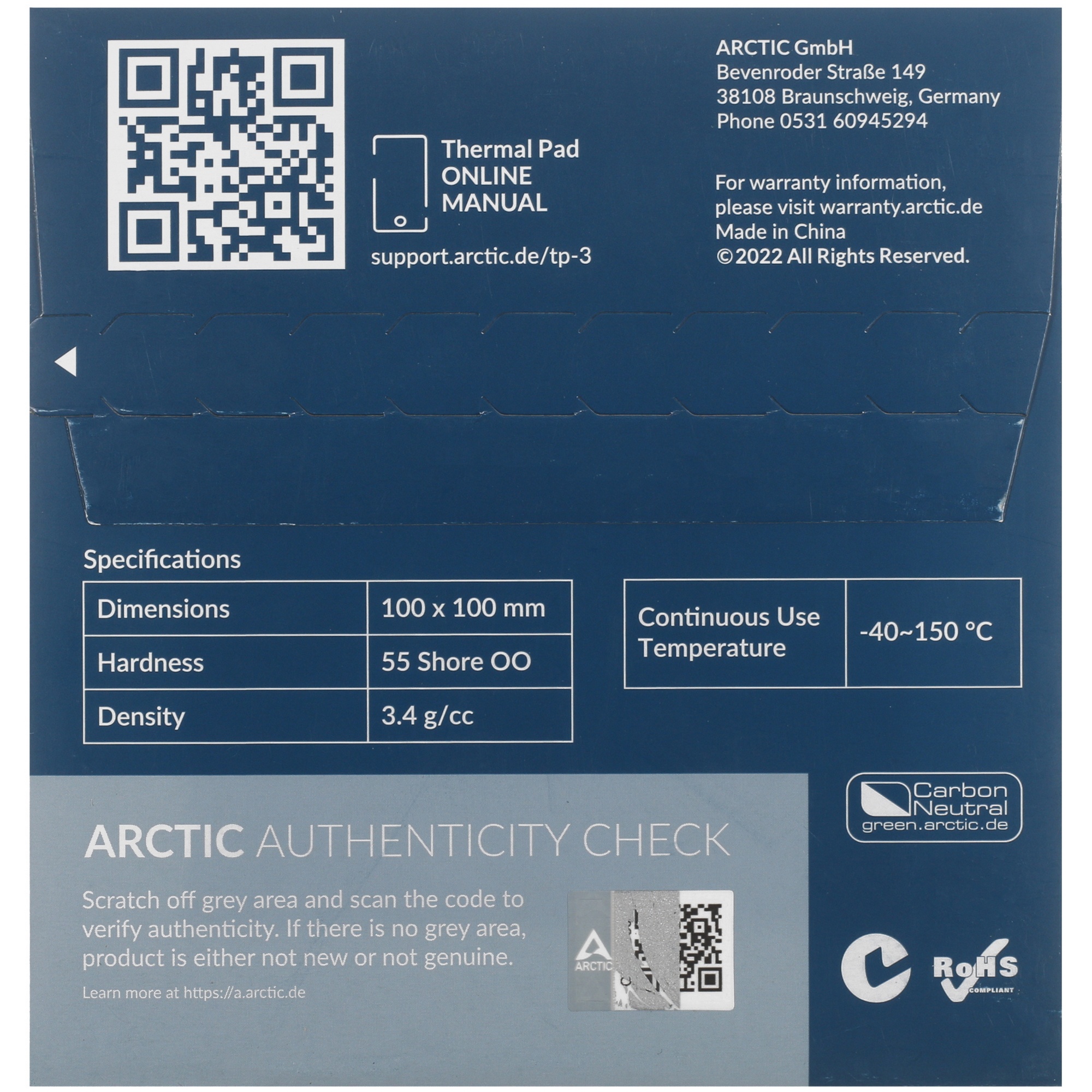 Термопрокладка Arctic Thermal pad 100x100mm, 0,5mm TP-3 (ACTPD00052A)