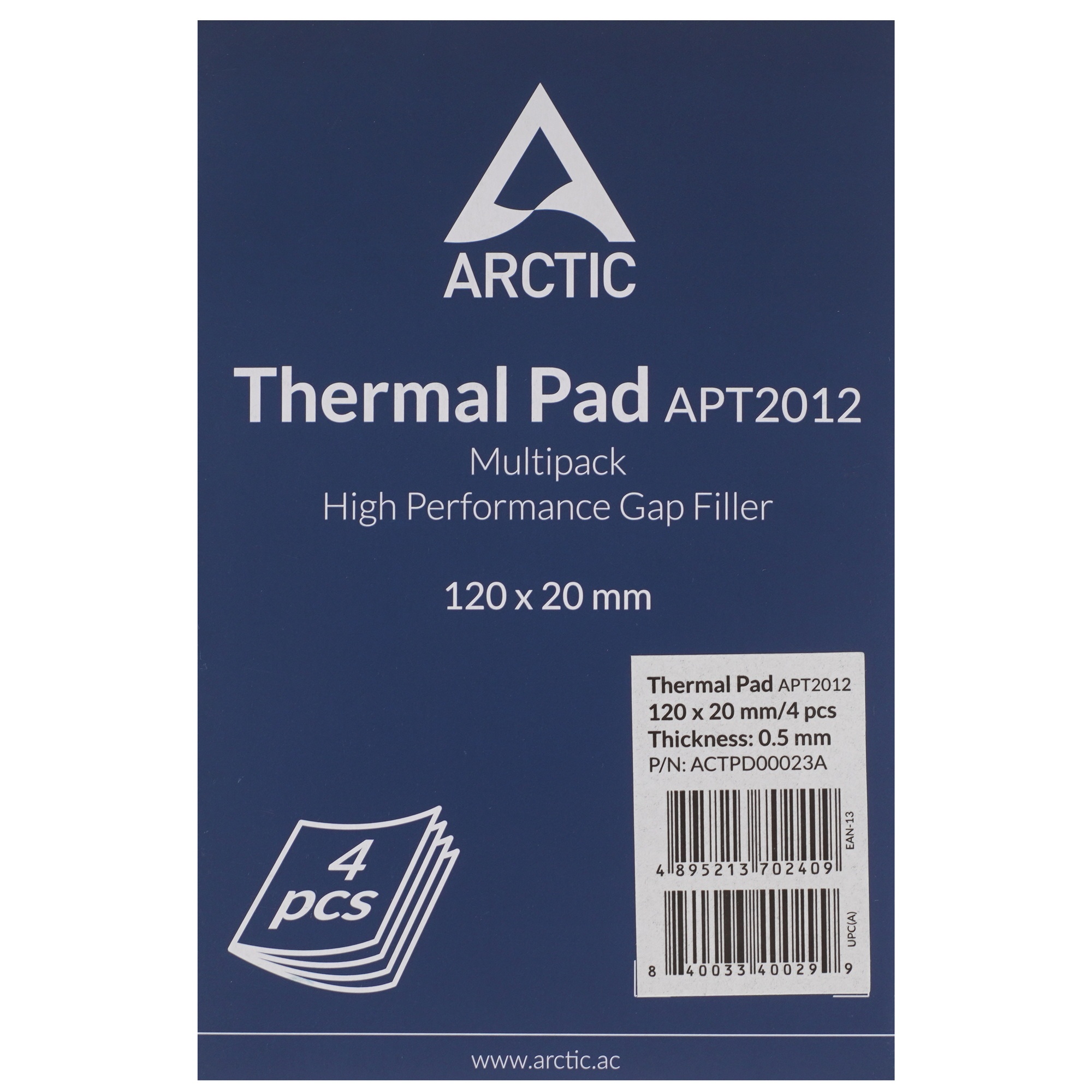 Термопрокладка Arctic Thermal pad Basic 120x20 mm/ t:0.5 Pack of 4 (ACTPD00023A)