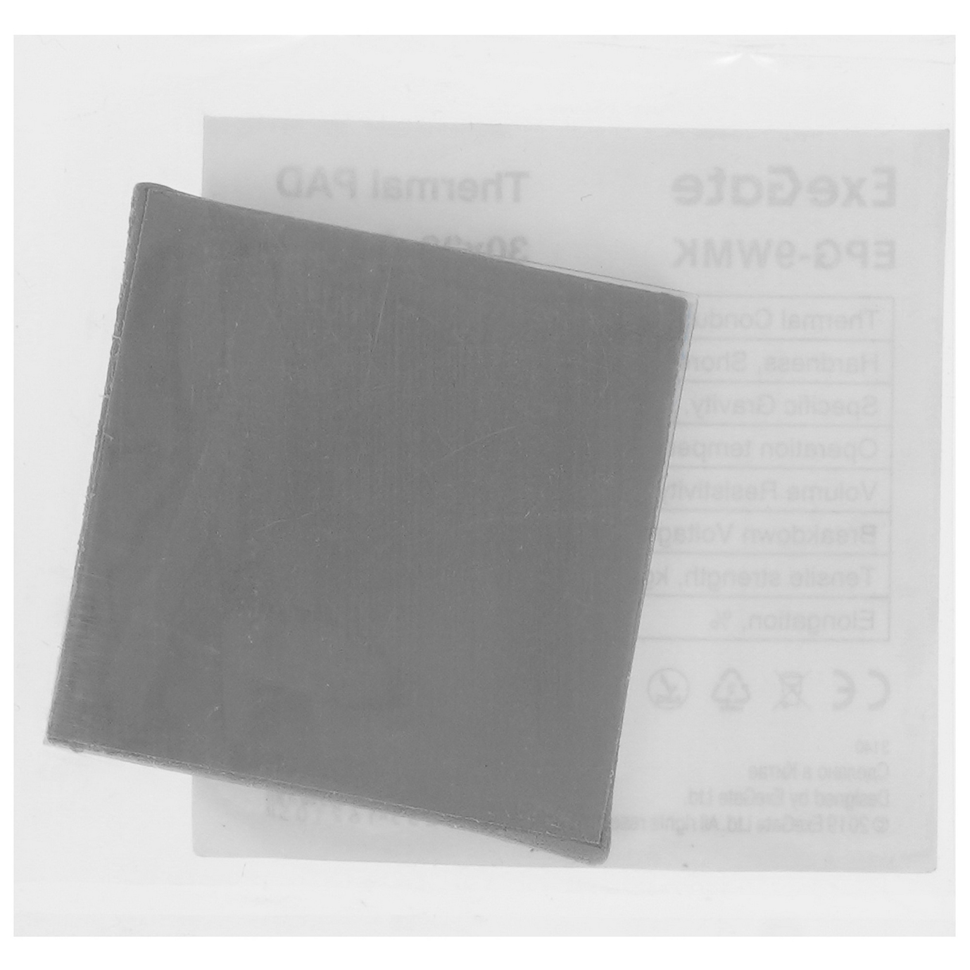 Термопрокладка ExeGate EPG-9WMK (30x30x2.0 mm, 8,5 Вт/ (м•К), теплопроводящая клейкая двухсторонняя)