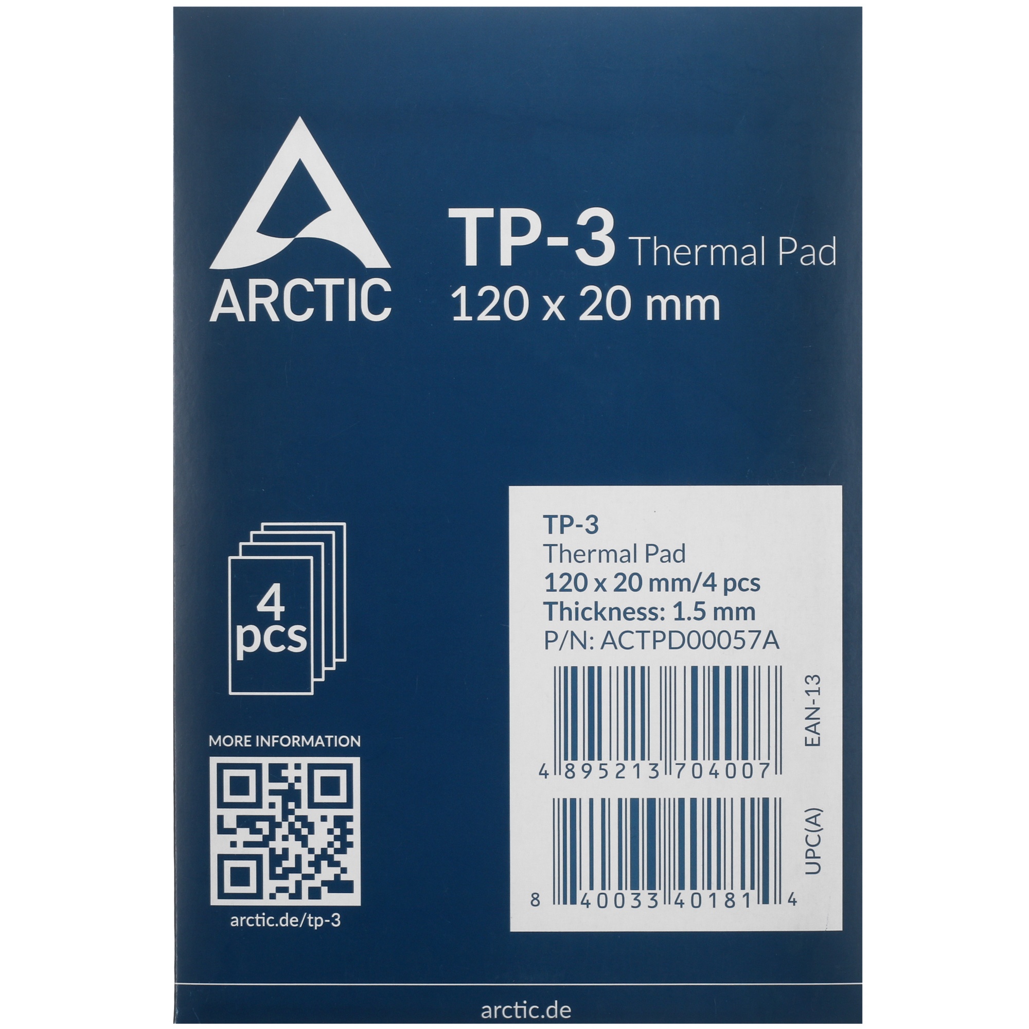 Термопрокладка Arctic Thermal pad  120x20mm, 1.5mm - 4 Pack TP-3 (ACTPD00057A)