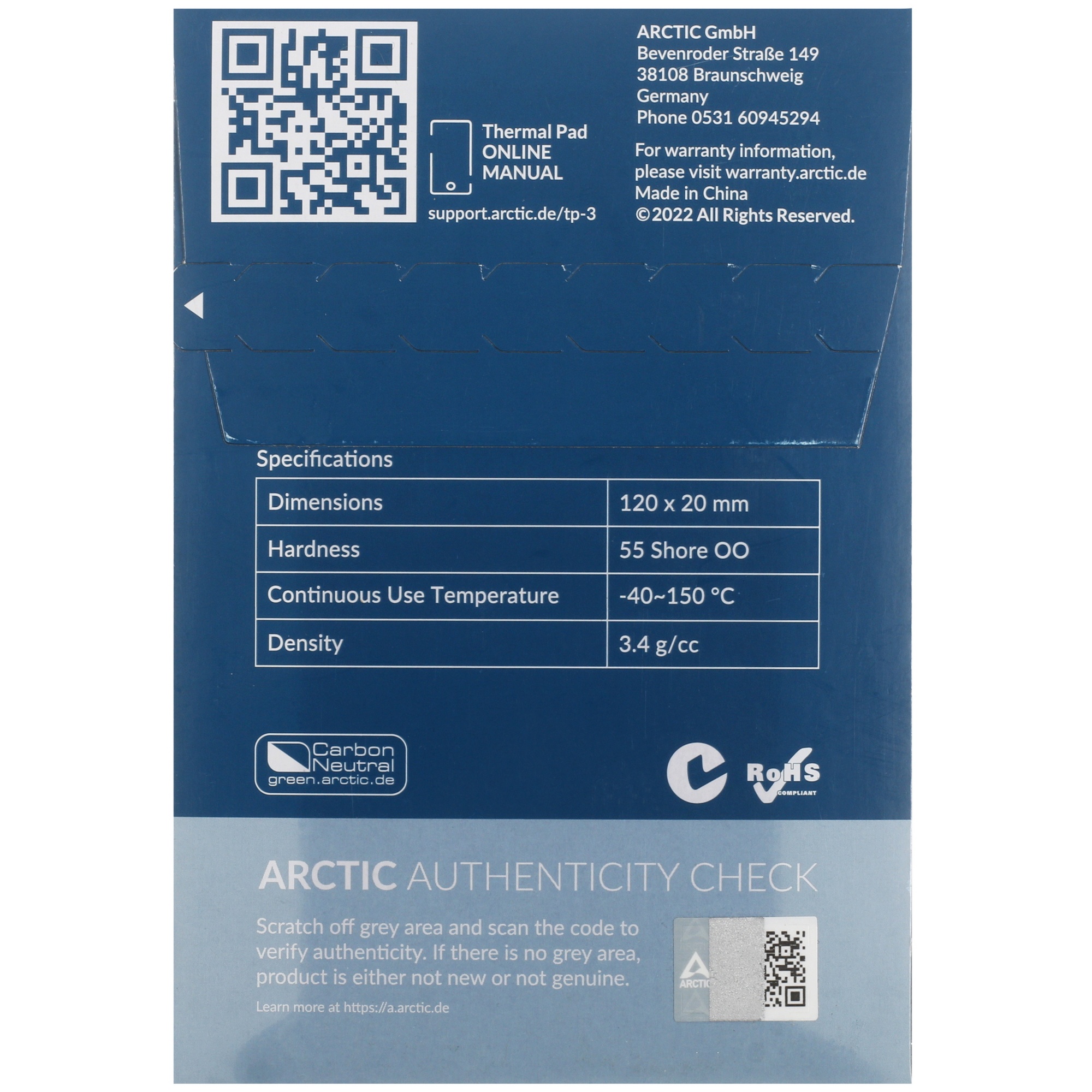 Термопрокладка Arctic Thermal pad  120x20mm, 1.5mm - 4 Pack TP-3 (ACTPD00057A)