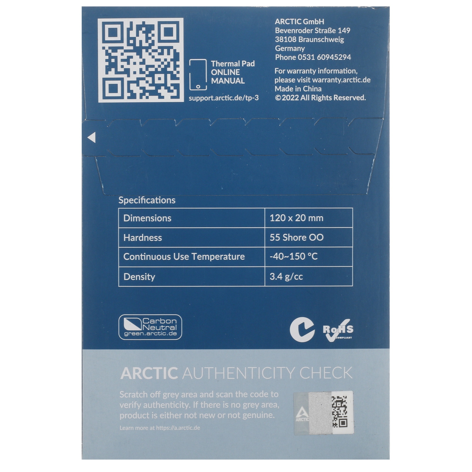 Термопрокладка Arctic Thermal pad  120x20mm, 0.5mm - 4 Pack TP-3  (ACTPD00055A)