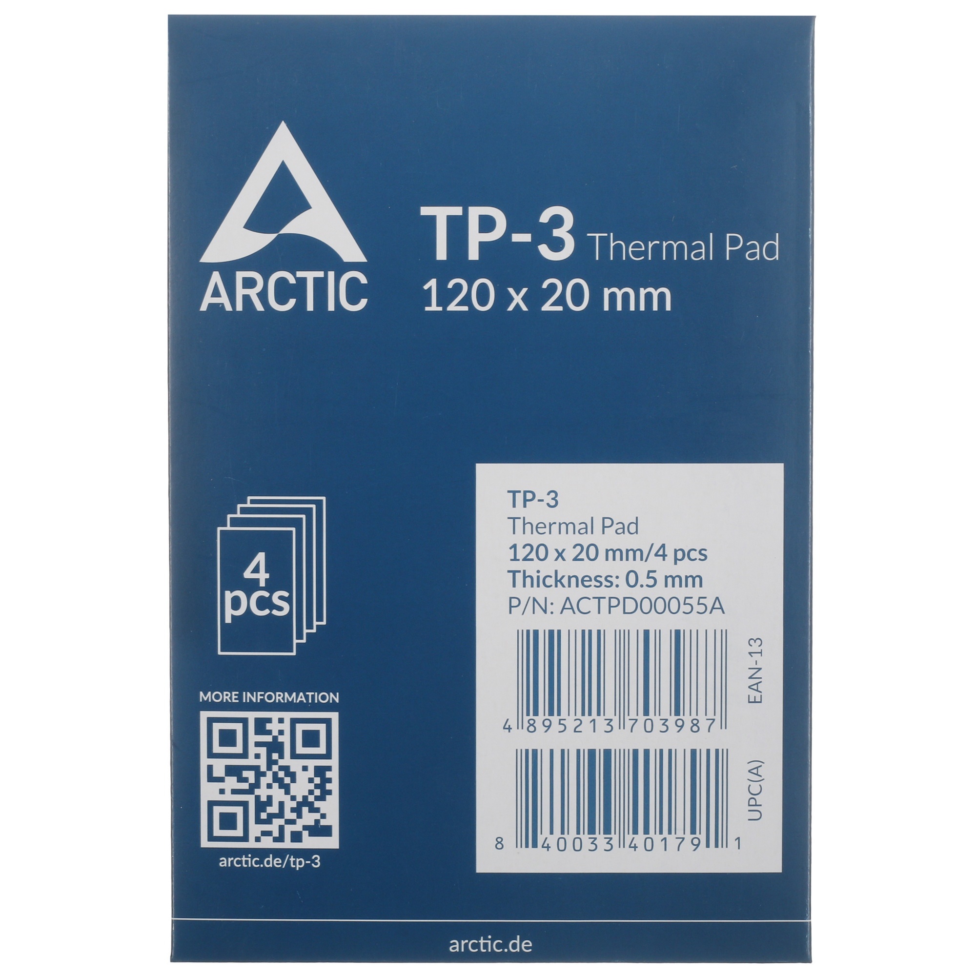 Термопрокладка Arctic Thermal pad  120x20mm, 0.5mm - 4 Pack TP-3  (ACTPD00055A)