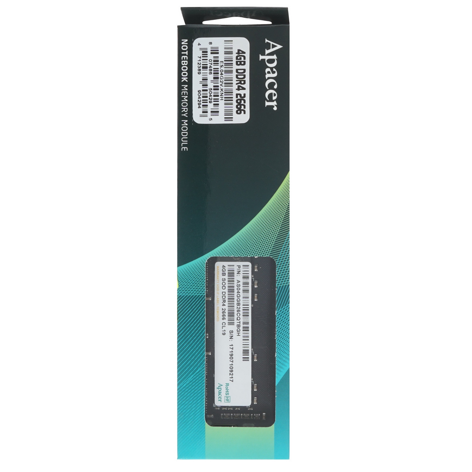 Оперативная память Apacer, DDR4, 4GB (1x4GB), 2666MHz, CL19, SO-DIMM
