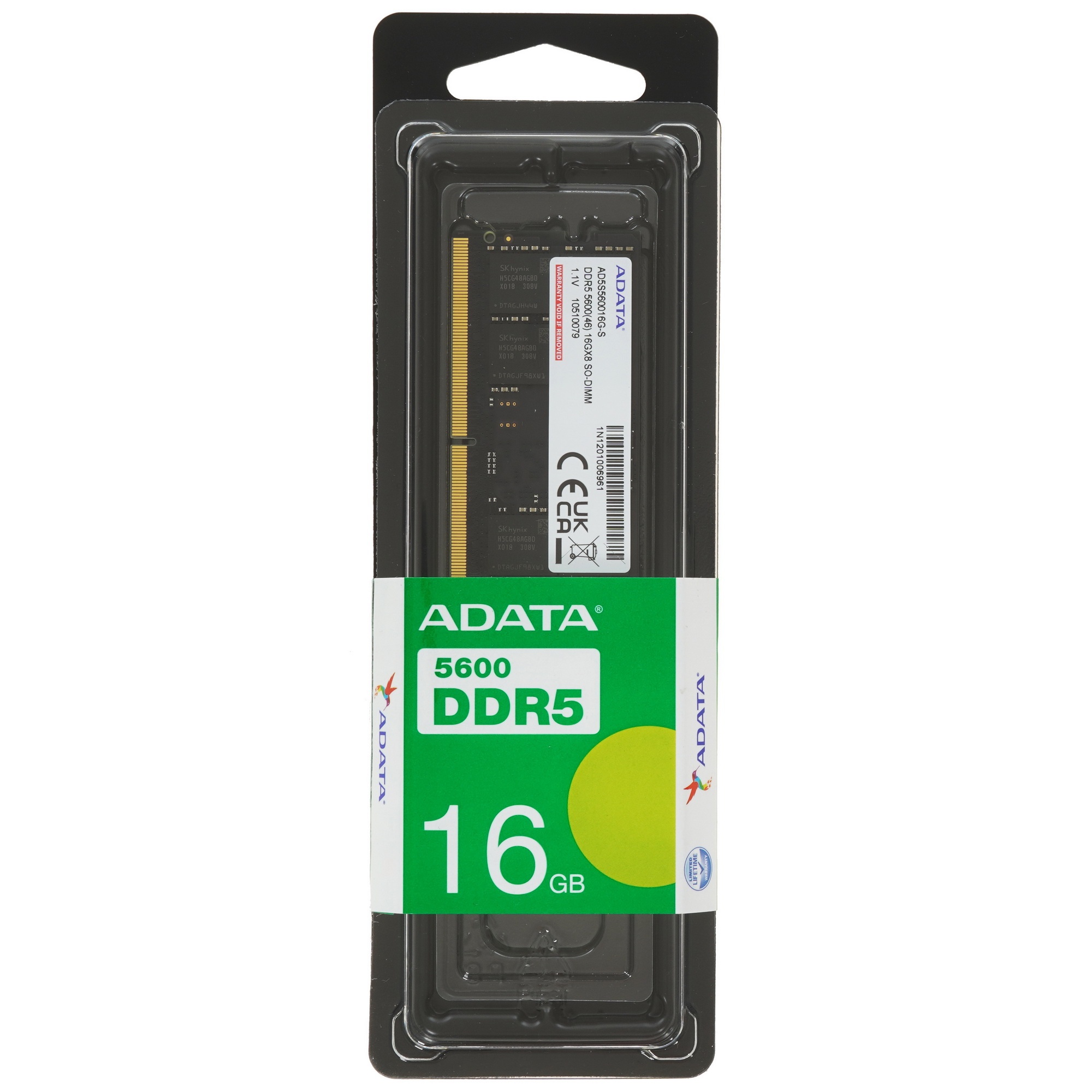 Оперативная память A-Data, DDR5, 16GB (1x16 GB), 5600 MHz, CL46, SO-DIMM
