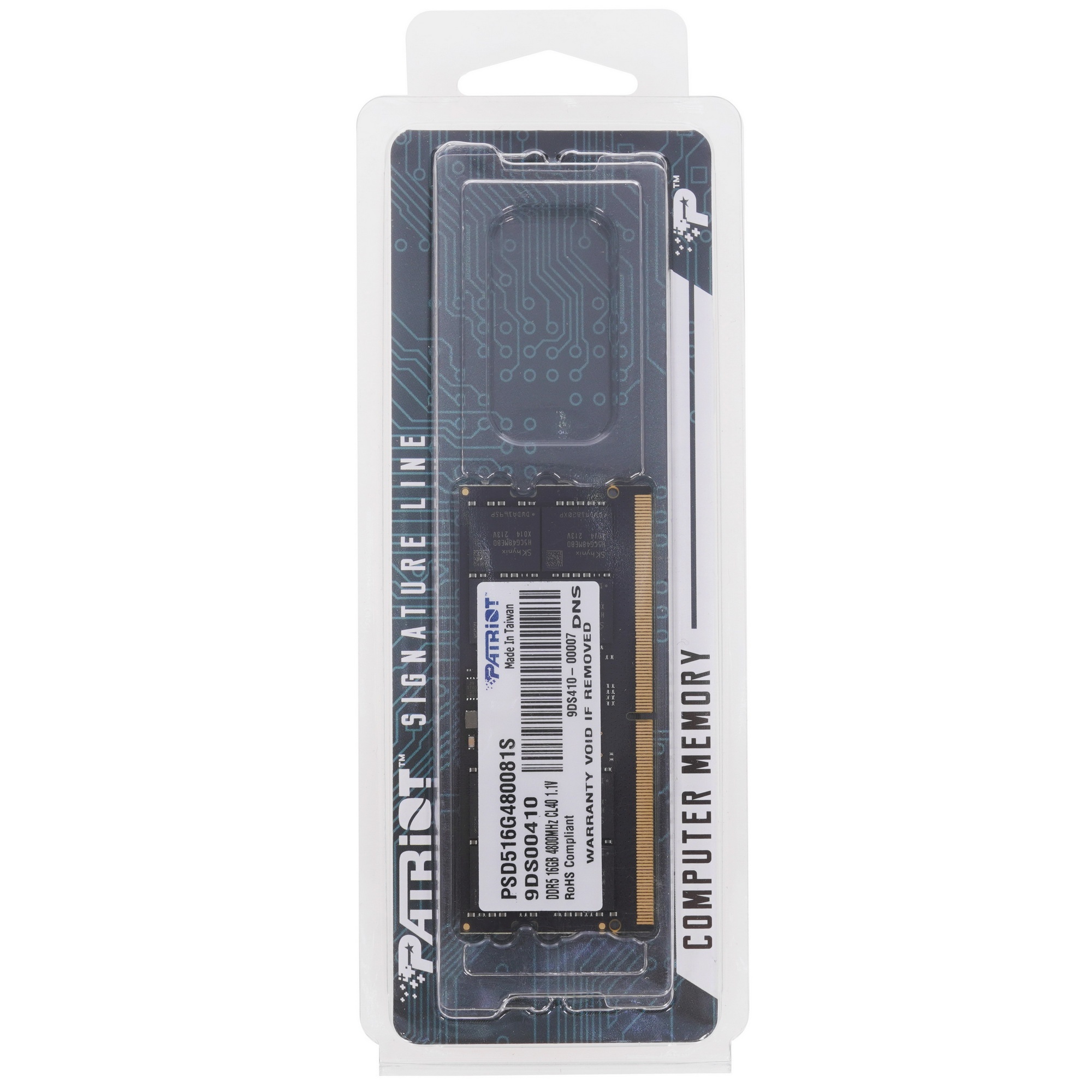 Оперативная память Patriot, DDR5, 16GB (1x16 GB), 4800 MHz, CL40, SO-DIMM