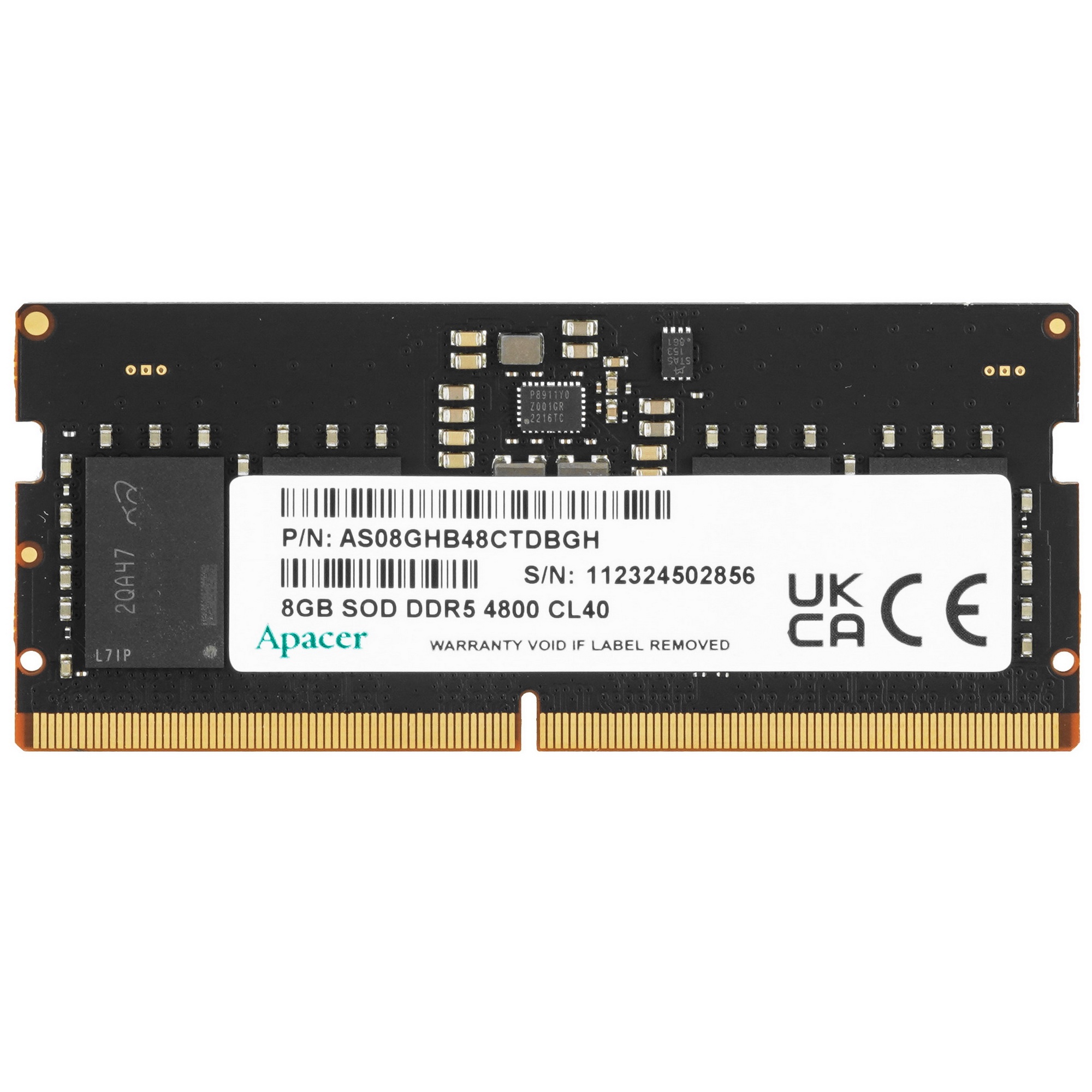Оперативная память Apacer, DDR5, 8GB (1x8GB), 4800MHz, CL40, SO-DIMM