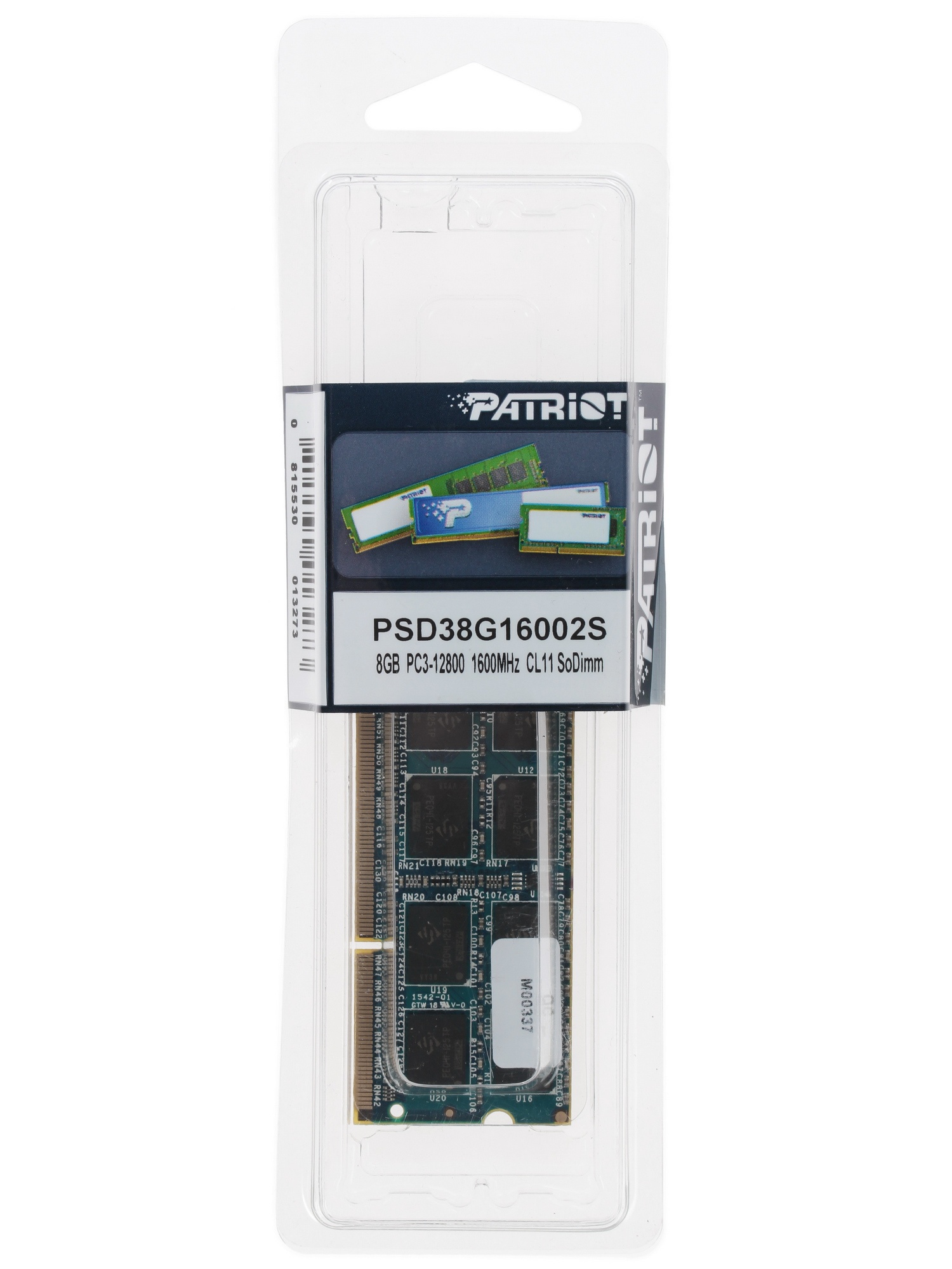Оперативная память Patriot, DDR3, 8GB (1x8 GB), 1600 MHz, CL11, SO-DIMM