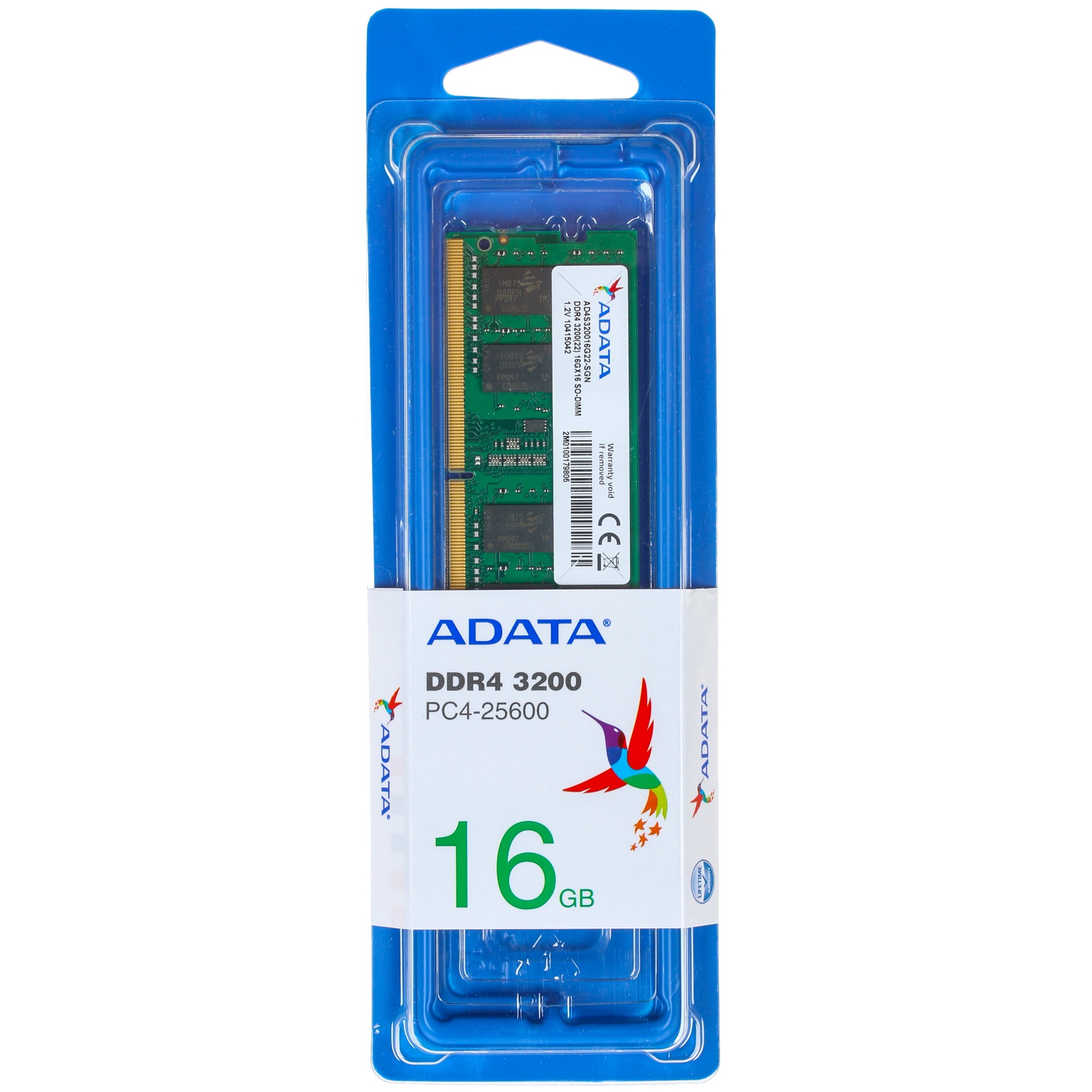 Оперативная память ADATA, DDR4, 16GB (1x16GB), 3200MHz, CL22, SO-DIMM