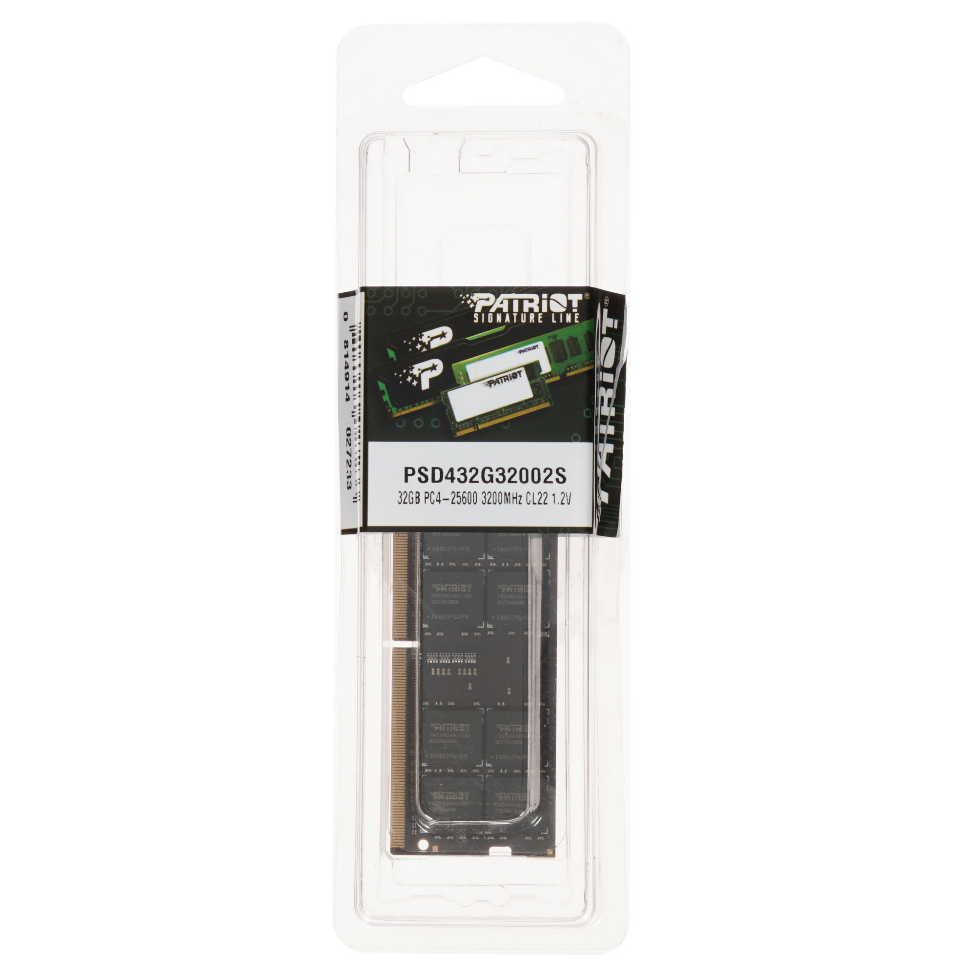 Оперативная память Patriot Signature, DDR4, 32GB (1x32 GB), 3200 MHz, CL22, SO-DIMM