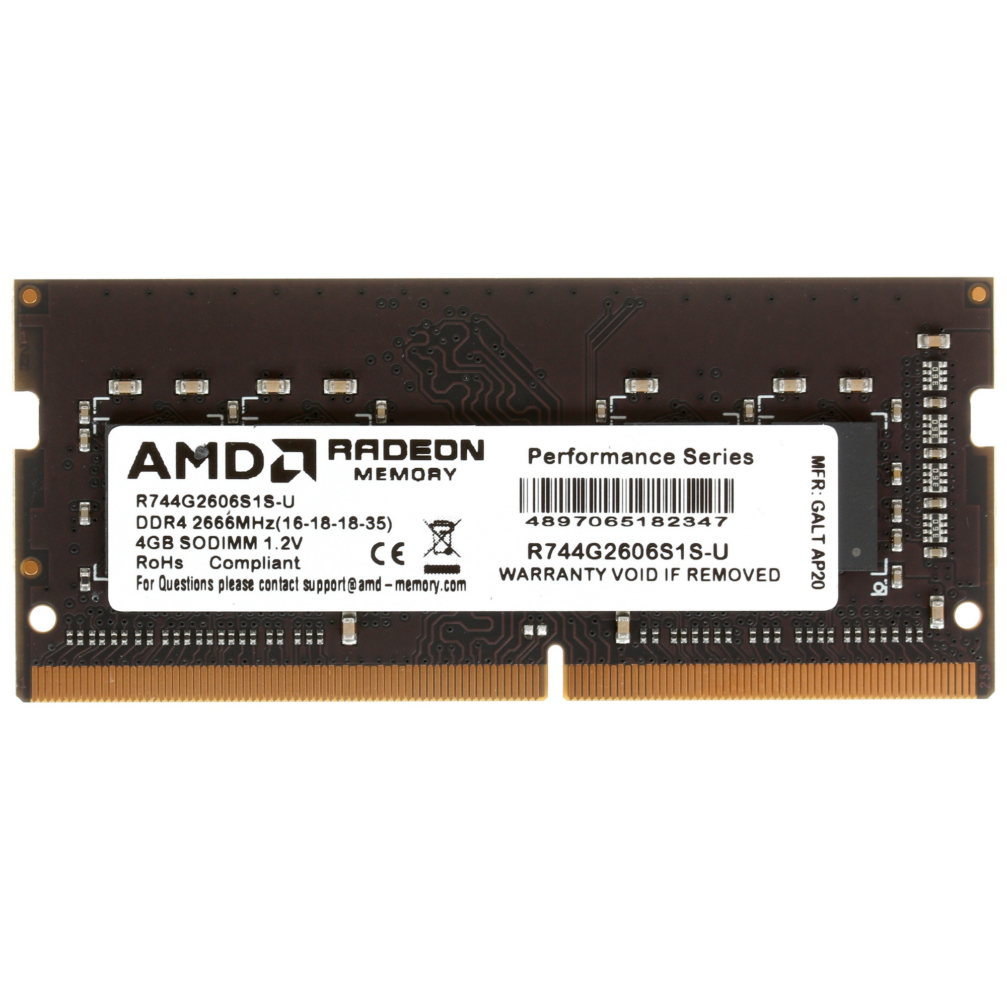 Оперативная память AMD Radeon R7, DDR4, 4GB (1x4GB), 2666MHz, CL16, SO-DIMM