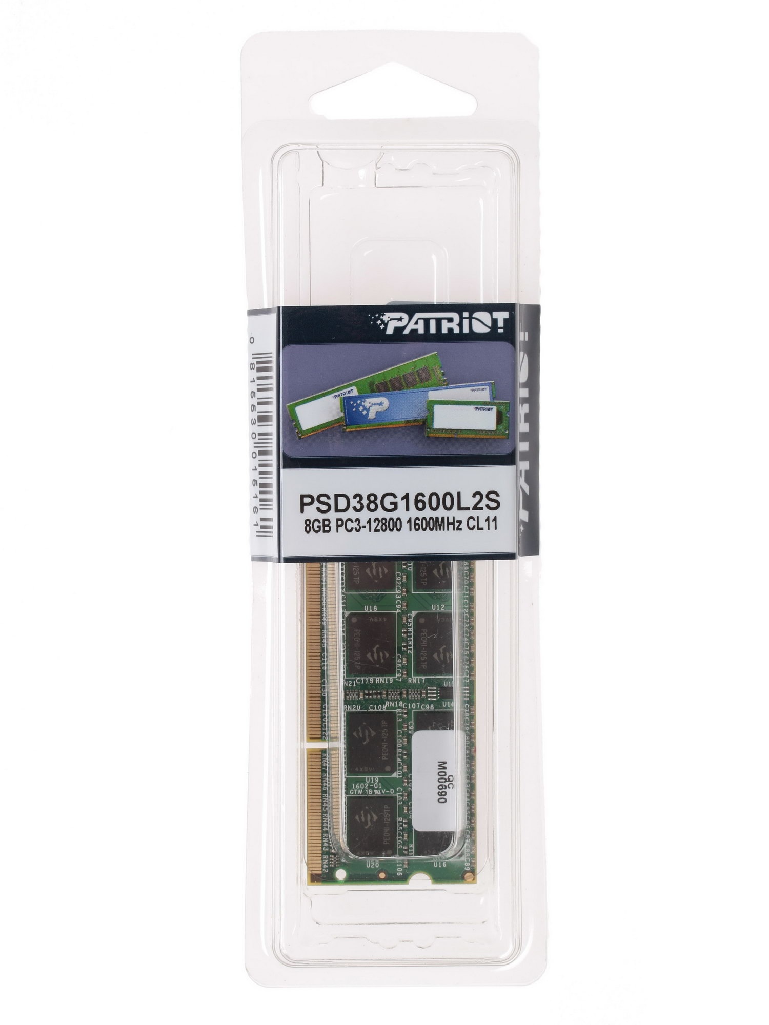 Оперативная память Patriot, DDR3L, 8GB (1x8 GB), 1600 MHz, CL11, SO-DIMM