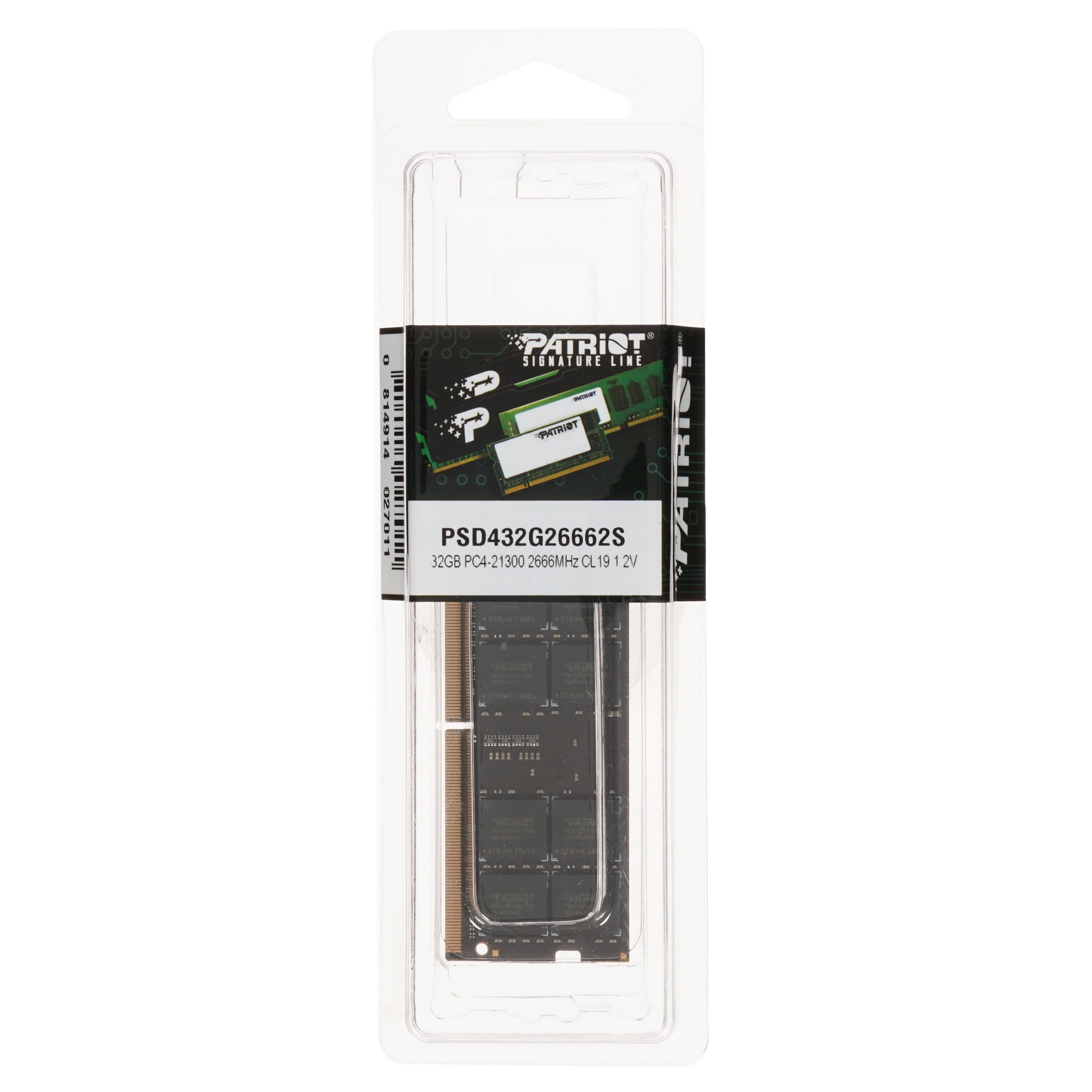 Оперативная память Patriot Signature, DDR4, 32GB (1x32 GB), 2666 MHz, CL19, SO-DIMM