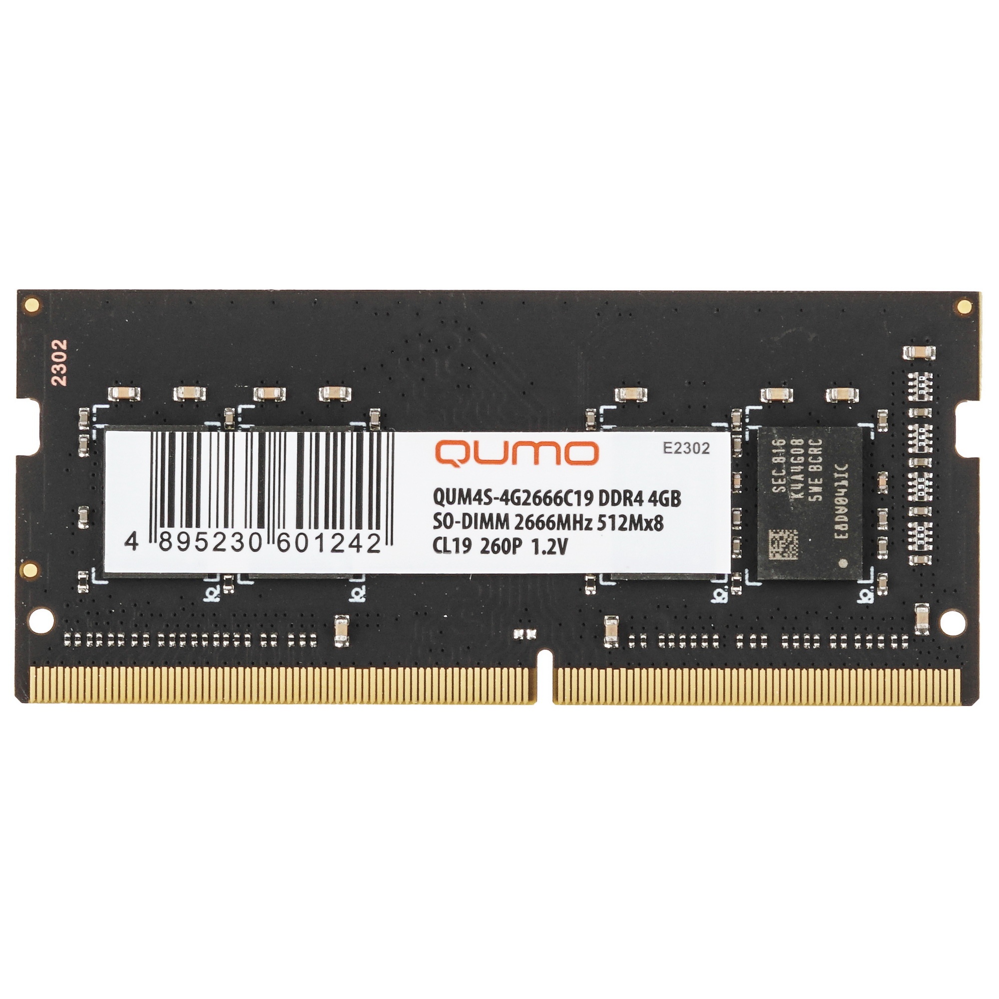 Оперативная память SO-DIMM DDR-4 4GB QUMO 2666MHz 512Mx16 CL19 (QUM4S-4G2666C19)