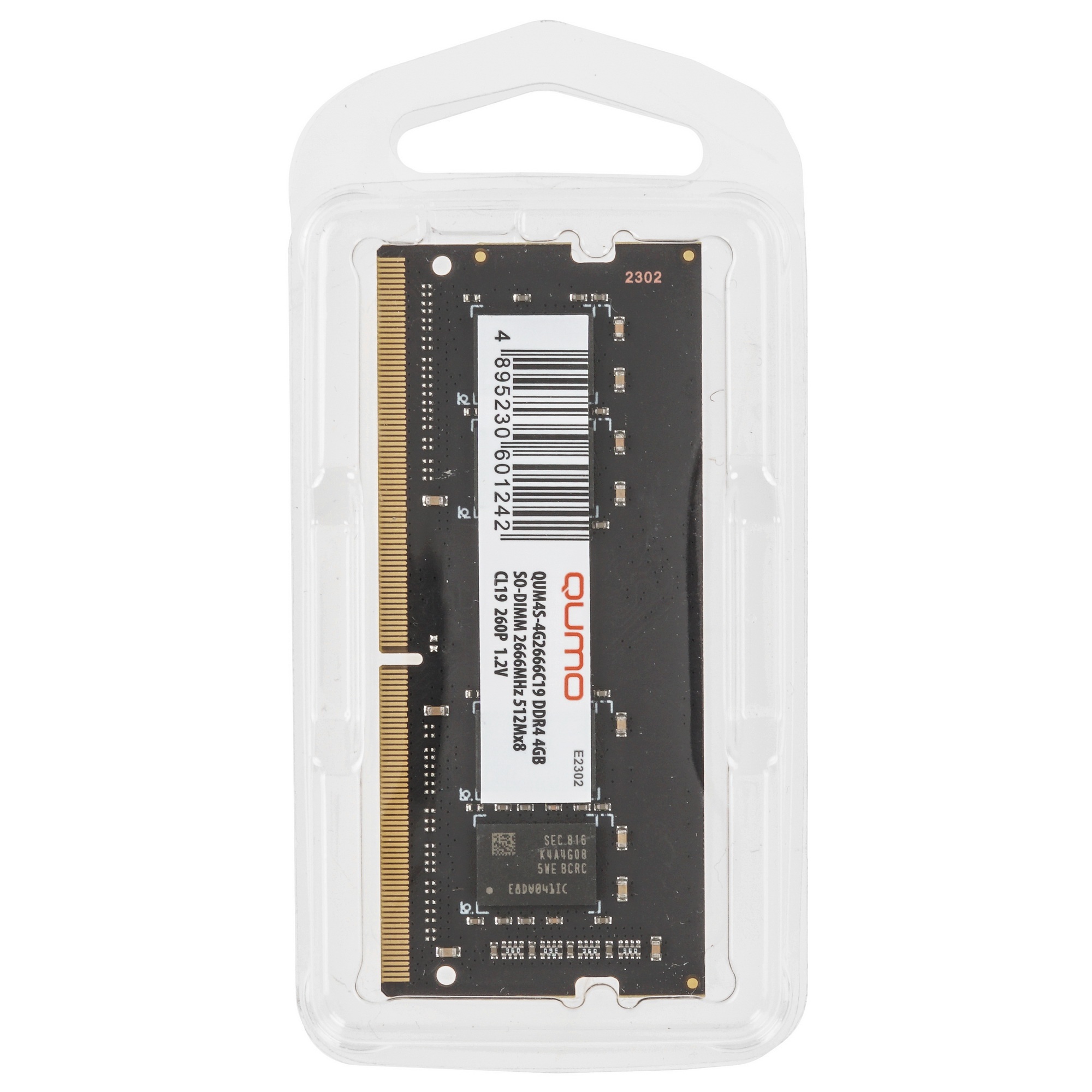 Оперативная память SO-DIMM DDR-4 4GB QUMO 2666MHz 512Mx16 CL19 (QUM4S-4G2666C19)