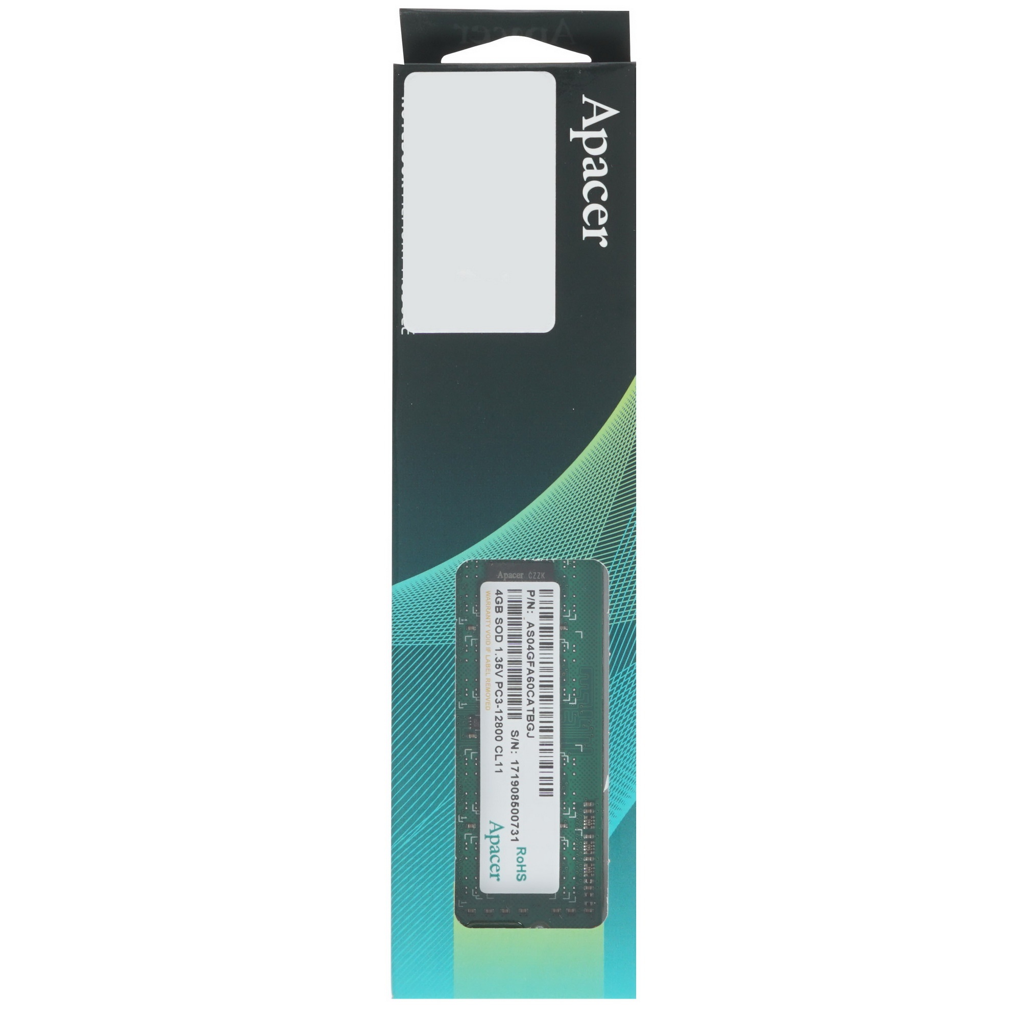 Оперативная память Apacer, DDR3L, 4GB (1x4GB), 1600MHz, CL11, SO-DIMM