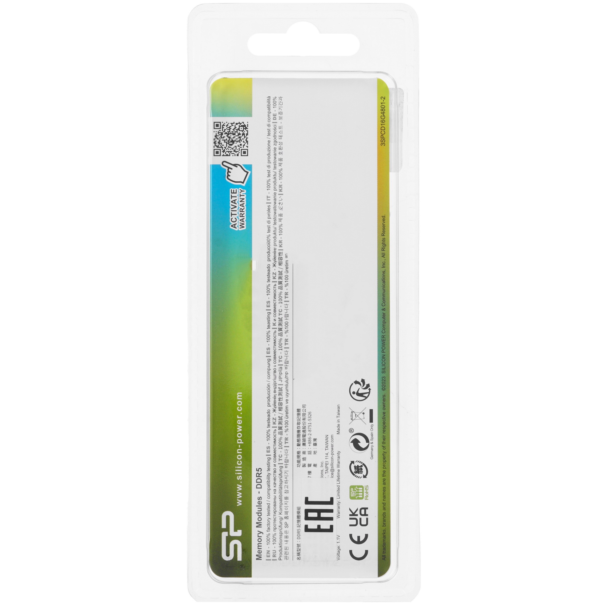 Оперативная память Silicon Power, DDR5, 16GB, 4800MHz, CL40, SO-DIMM